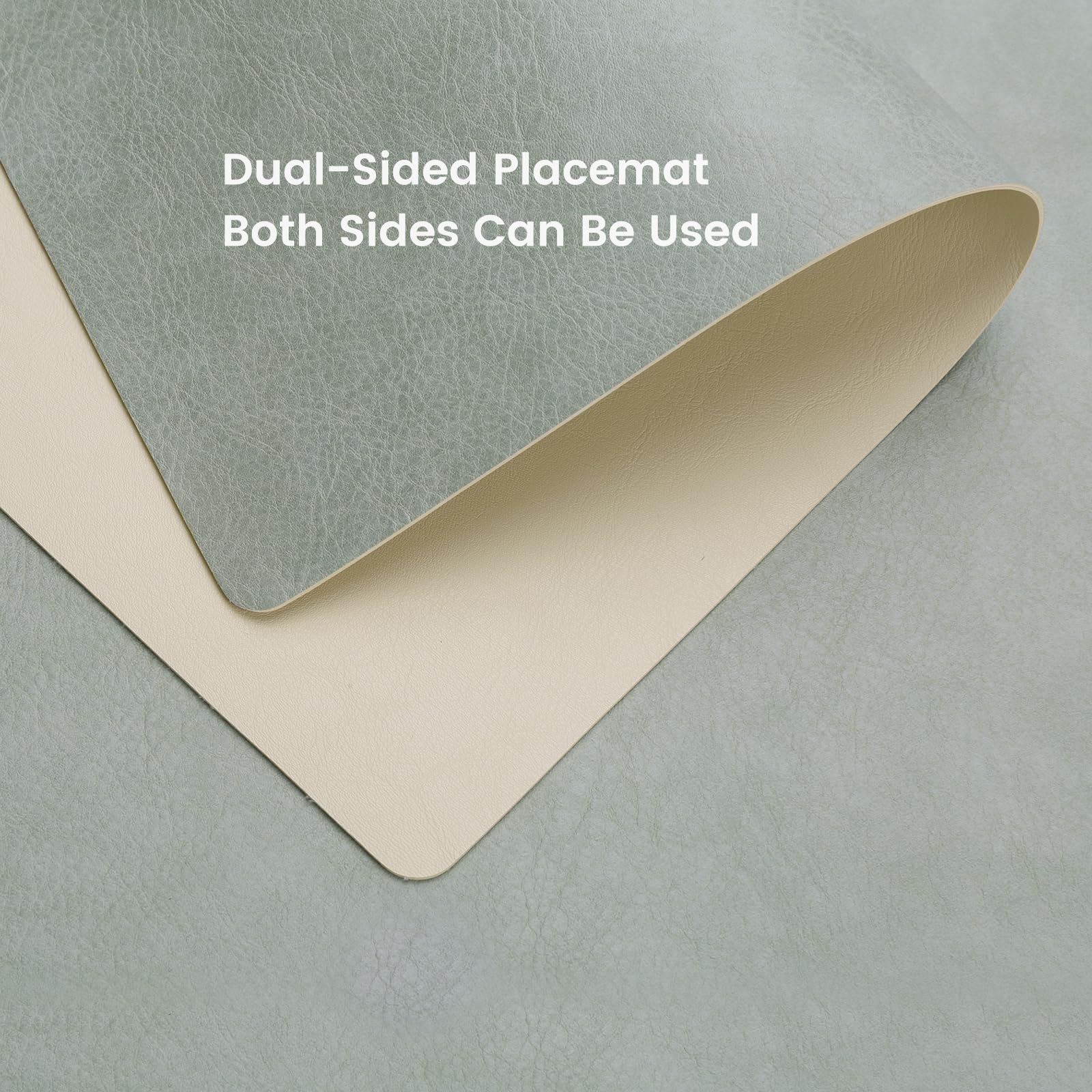 YIHELU Placemats, afwasbaar en onderzetters, afwasbaar, dubbelzijdig bedrukt, kunstleer, vuilafstotend en antislip, placemats voor eetkamer (lichtgrijs/donkergrijs, ovaal, set van 6