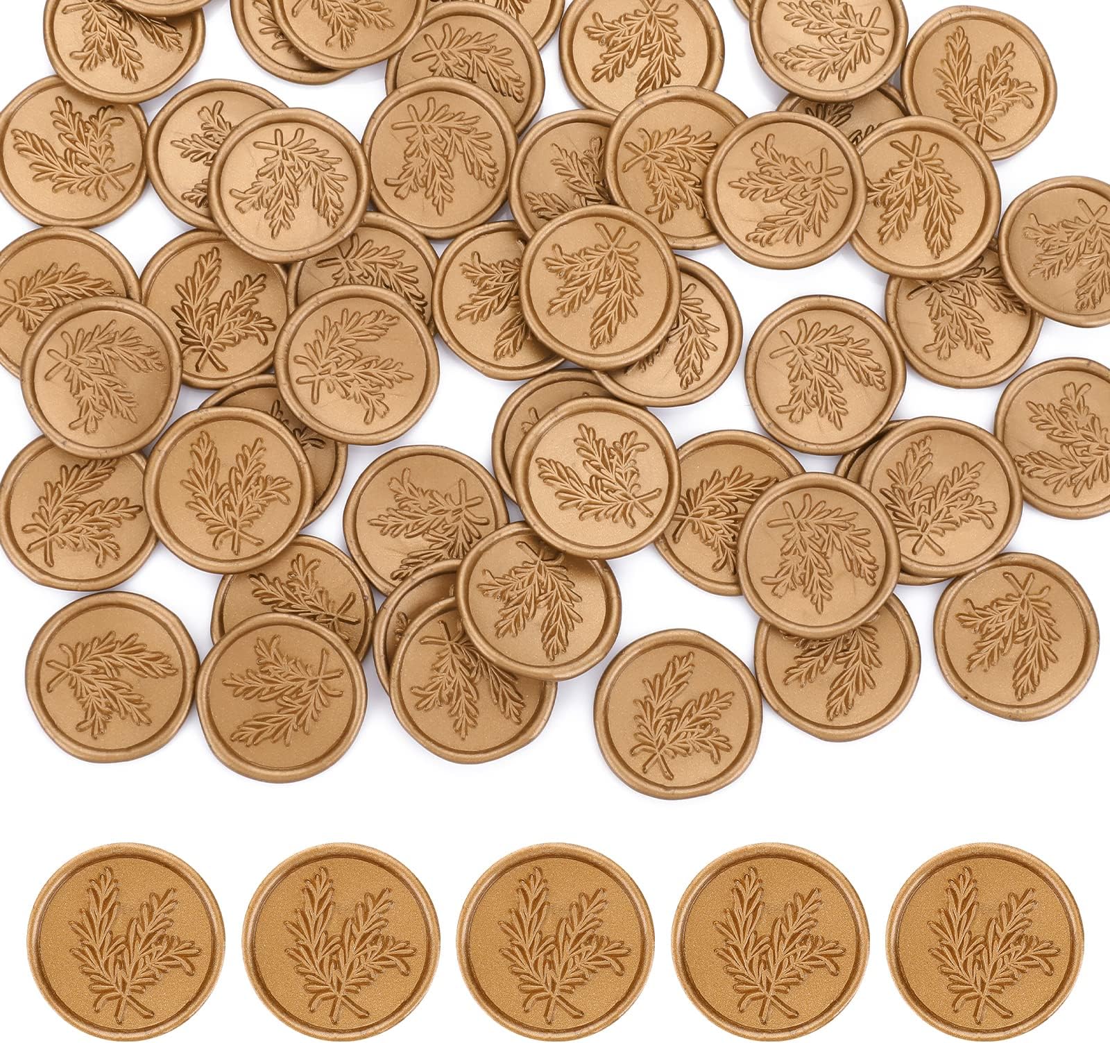 Grevosea 50 Pieces Wax Seal Stickers Gold Envelope Seal Stickers