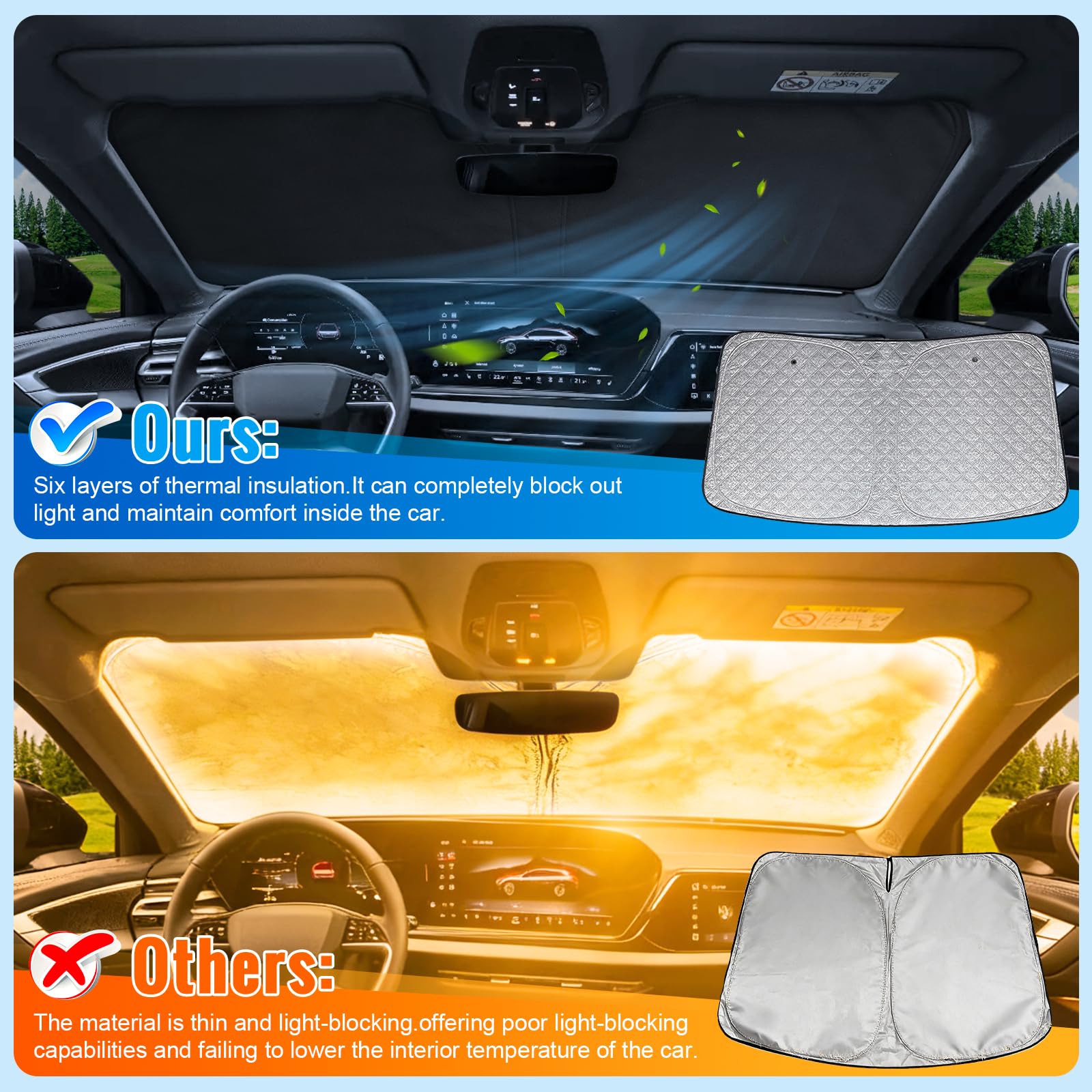 Parasol para Coche Parabrisas Reemplazo para Citroen Ami 2020-2026 Opel Rocks-e 2021-2026 Fiat Topolino 2023-2026, Plegable Parasol para Parabrisas de Coche, Bloquea El 99% de Los Rayos UV