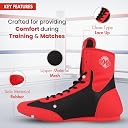 RXN BX-17 High Top Boxing Boots for Men & Women (Black/Red, 3) gallery image
