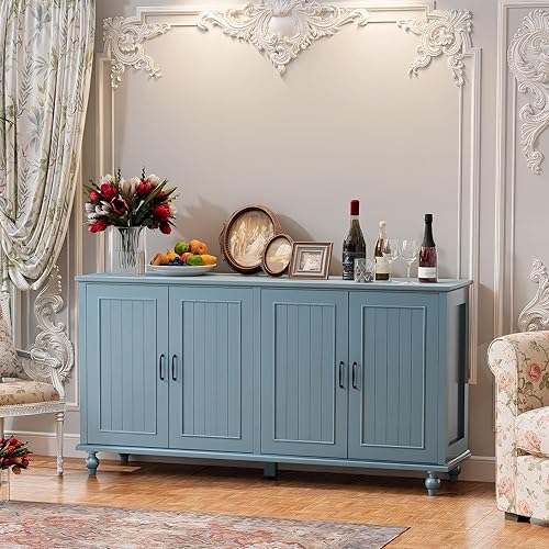 Miniatura 4 de Scurrty Cómoda de 4 cajones, gabinete de bar alto con almacenamiento, gabinete de barra de café, gabinete de almacenamiento de bufé de cocina para