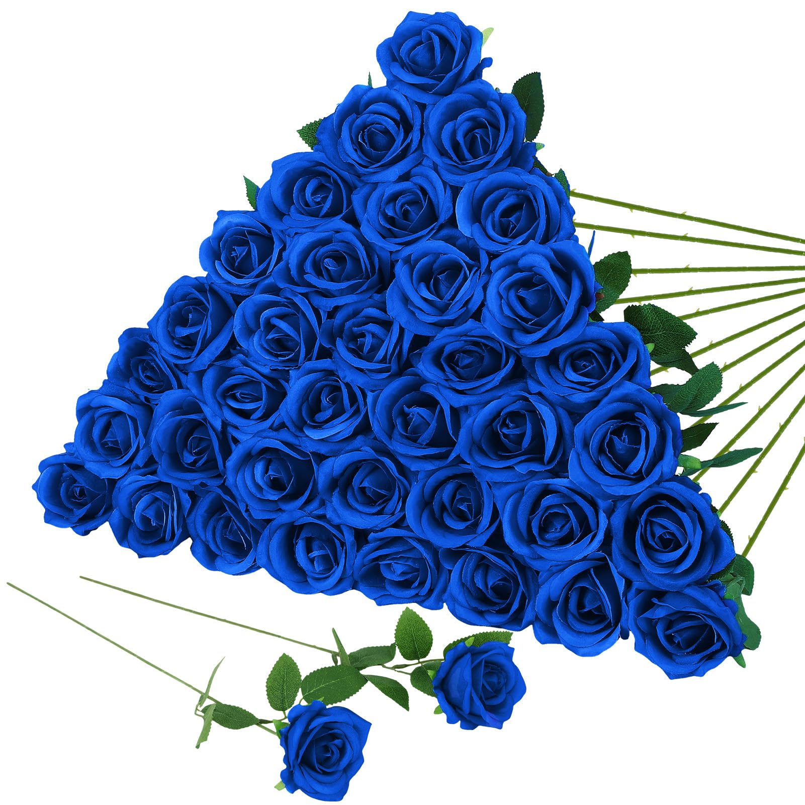 Hoemwarm 36-Piece Royal Blue Artificial Roses