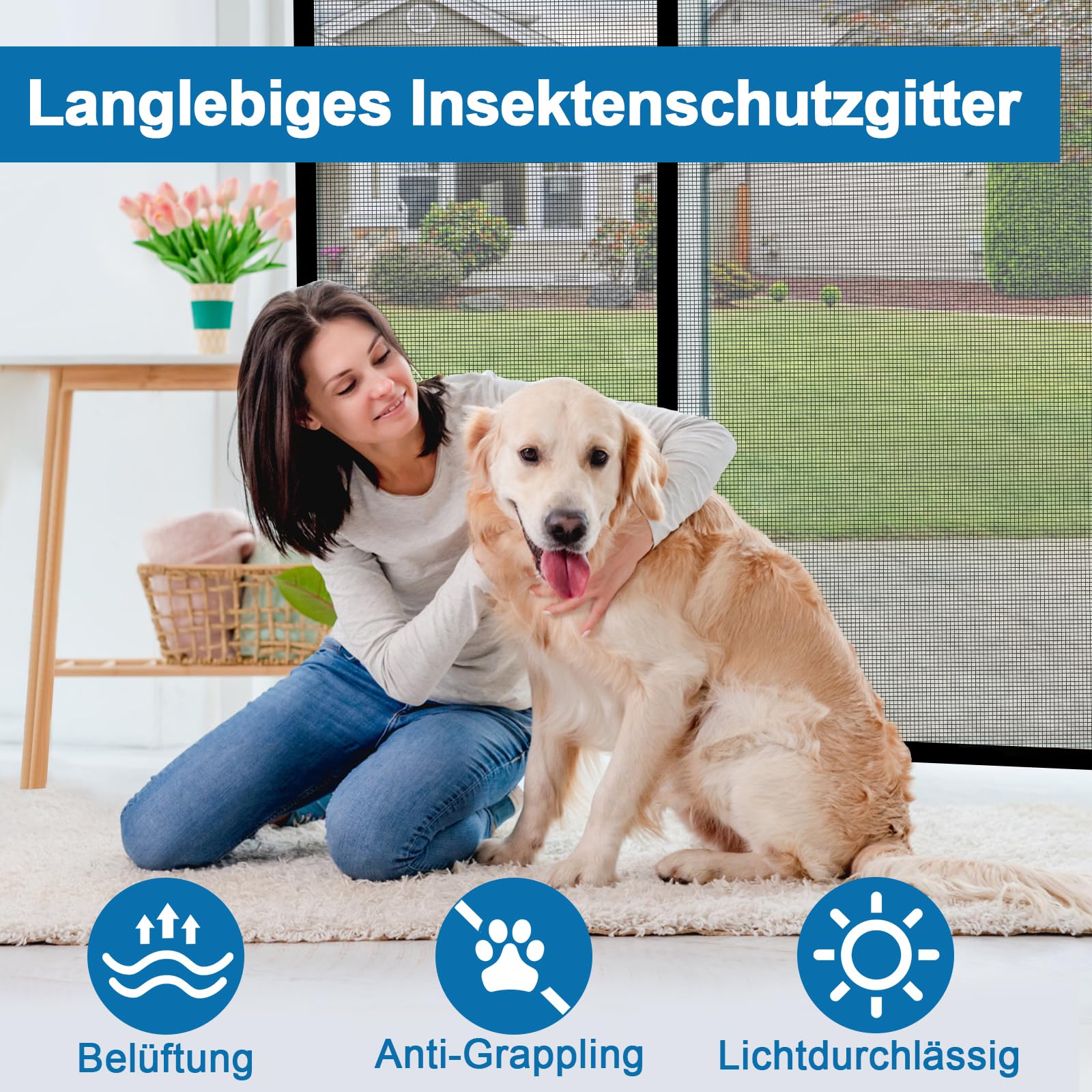 2 Stk Fliegengitter Fenster, 130x150cm Moskitonetz Fenster Katzensicher Ohne Bohren, Mückennetz Fensternetz Insektenschutz Fiberglas, Fliegennetz Insektengitter Klettband Zuschneidbar (Schwarz)
