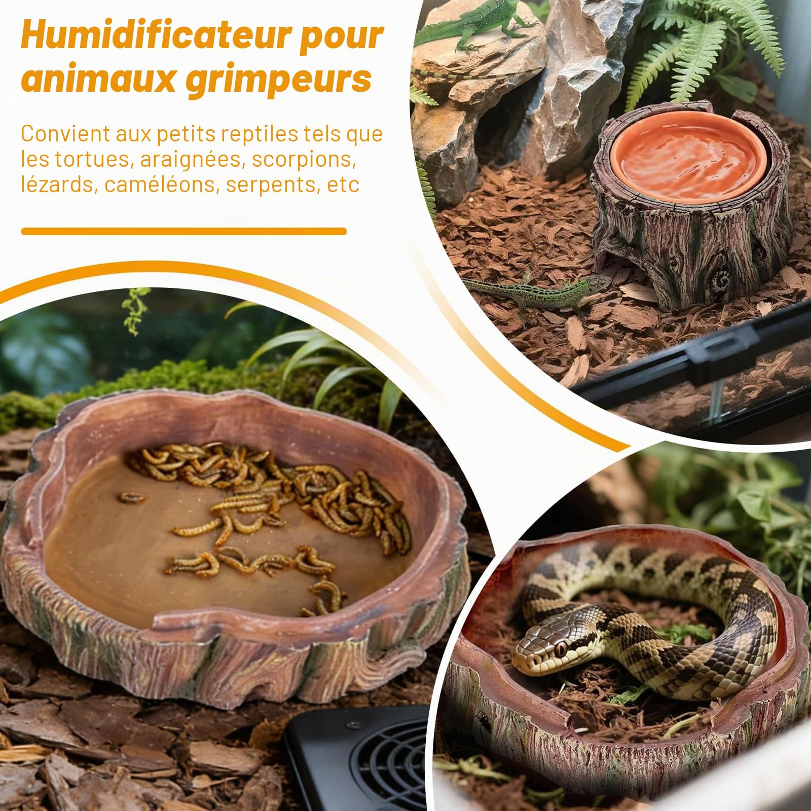 Cachette 3 en 1 pour Reptile, Grotte pour Reptiles Et Amphibiens, 3 en 1 Reptilee Hide Cave Reptiles Refuge, Cachette pour Reptile Et Aquarium Caverne pour Gecko, Lézard, Dragon à Barbe