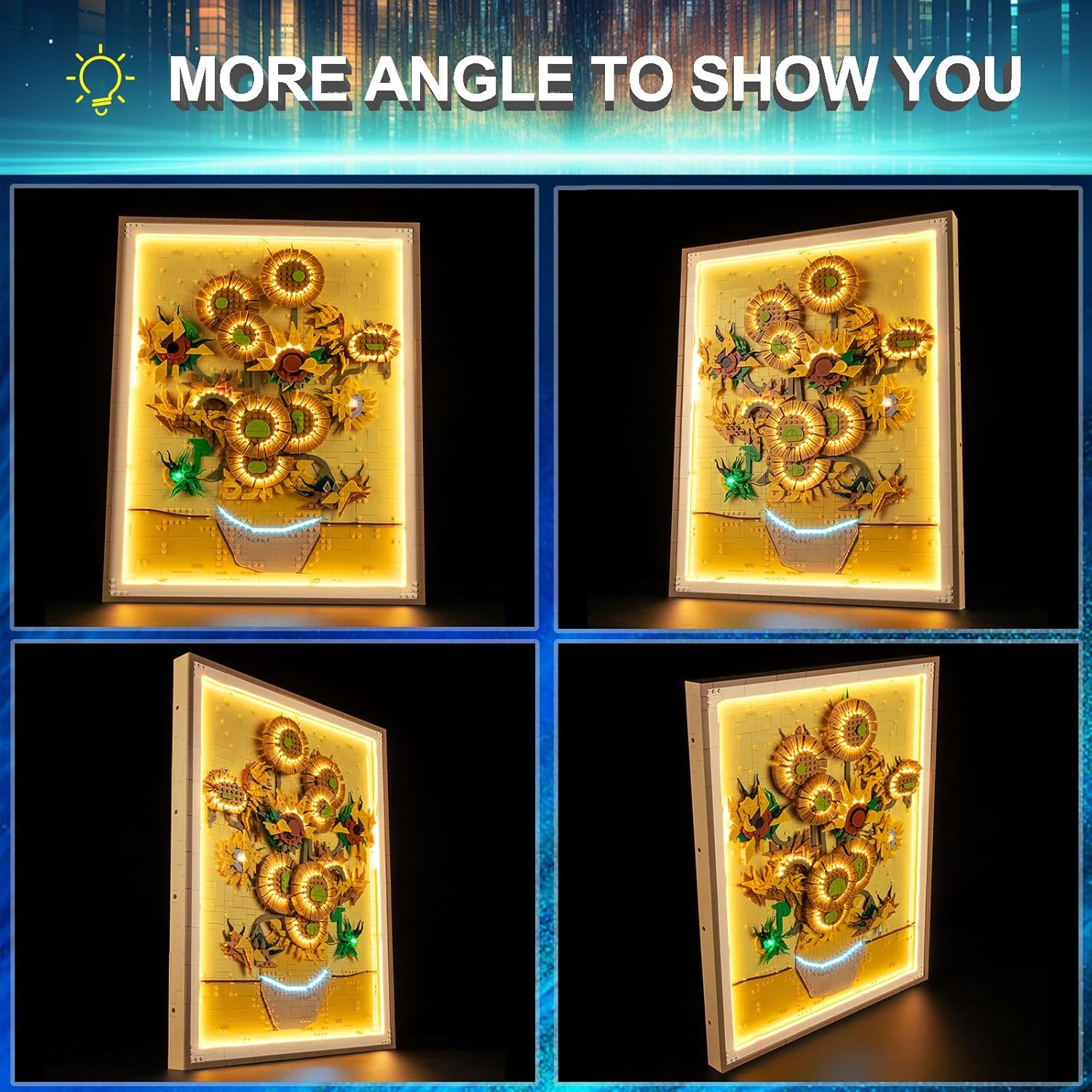 LED Light Kit for Lego 31215 Vincent Van Gogh Sunflowers Set, Blue Underglow Lights Compatible with Lego 31215 Set (Not Include Blocks Set)