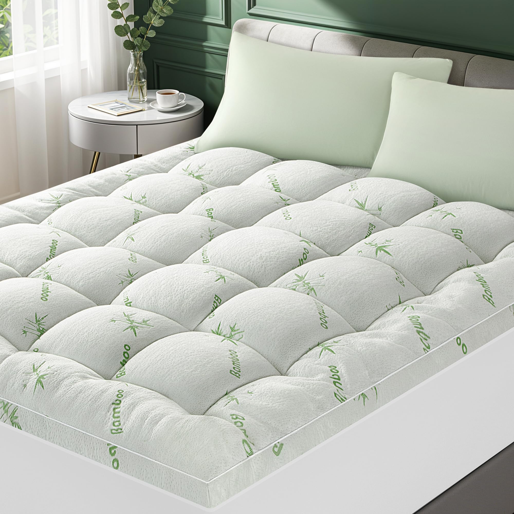 Photo 1 of Jov5tic Queen Mattress Topper - 1500GSM Down Alternative Fill, Viscose Cover