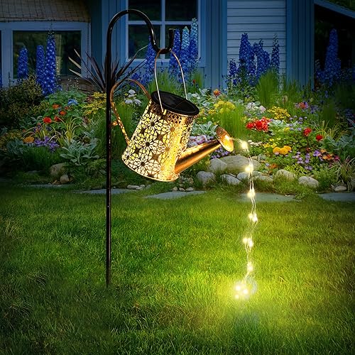 Miniatura 1 de Otdair Regadera solar con luces, decoración de jardín al aire libre, luces solares impermeables de jardín para caminos al aire libre, patio, césped,