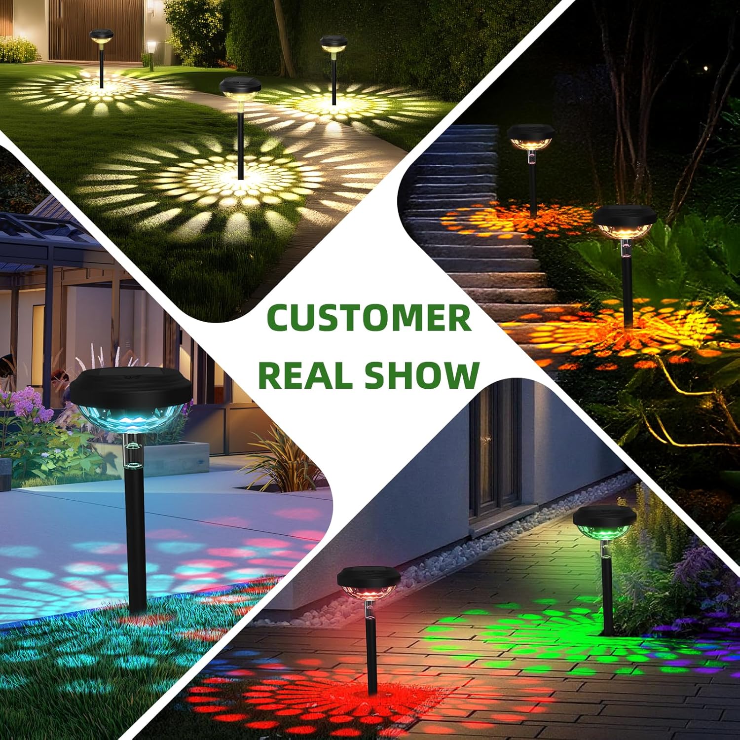 KVM Solar Lights Outdoor Waterproof, 10 Pack Bright Solar Pathway Lights, Multicolor & Warm White LED,Outdoor Solar Lights for Pathway Garden Yard Walkway Lawn Patio Landscape Decor (10)