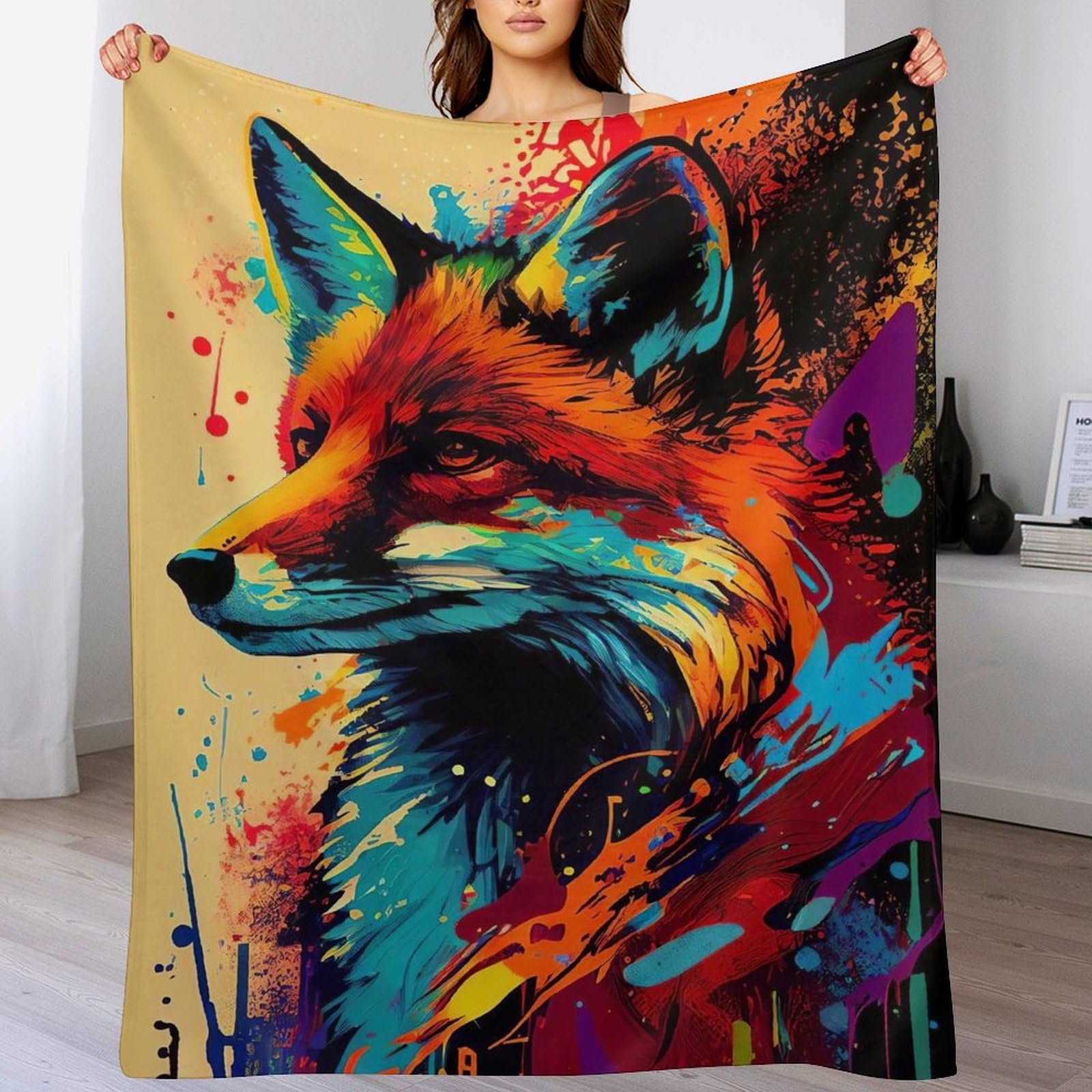Couverture polaire renard contre le froid, plaid flannel lit et canapé