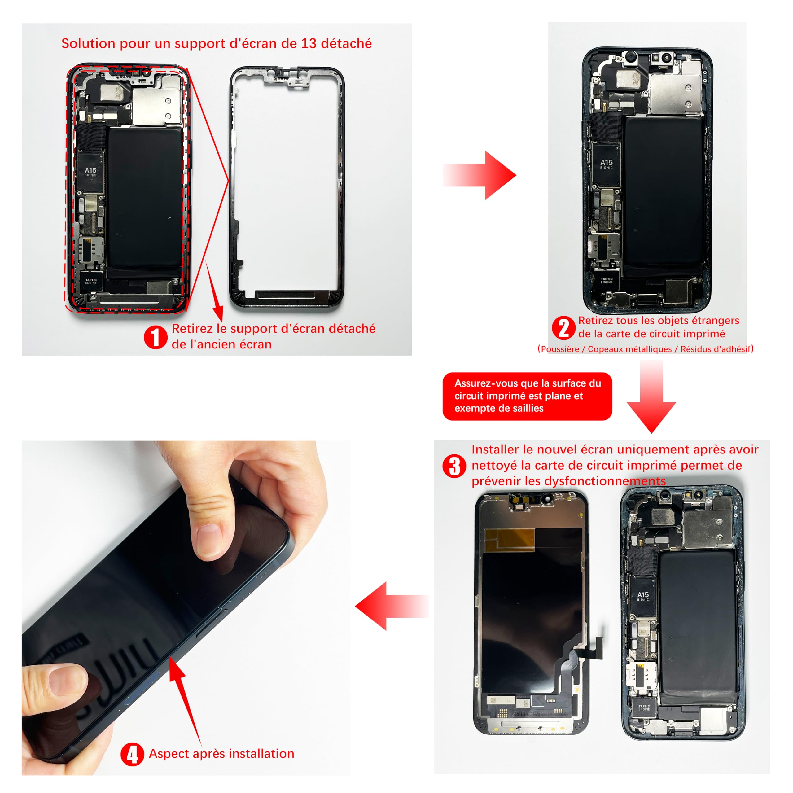 Écran pour iPhone 13 6,1" Full HD LCD Retina Tactile Cadre Assemblage