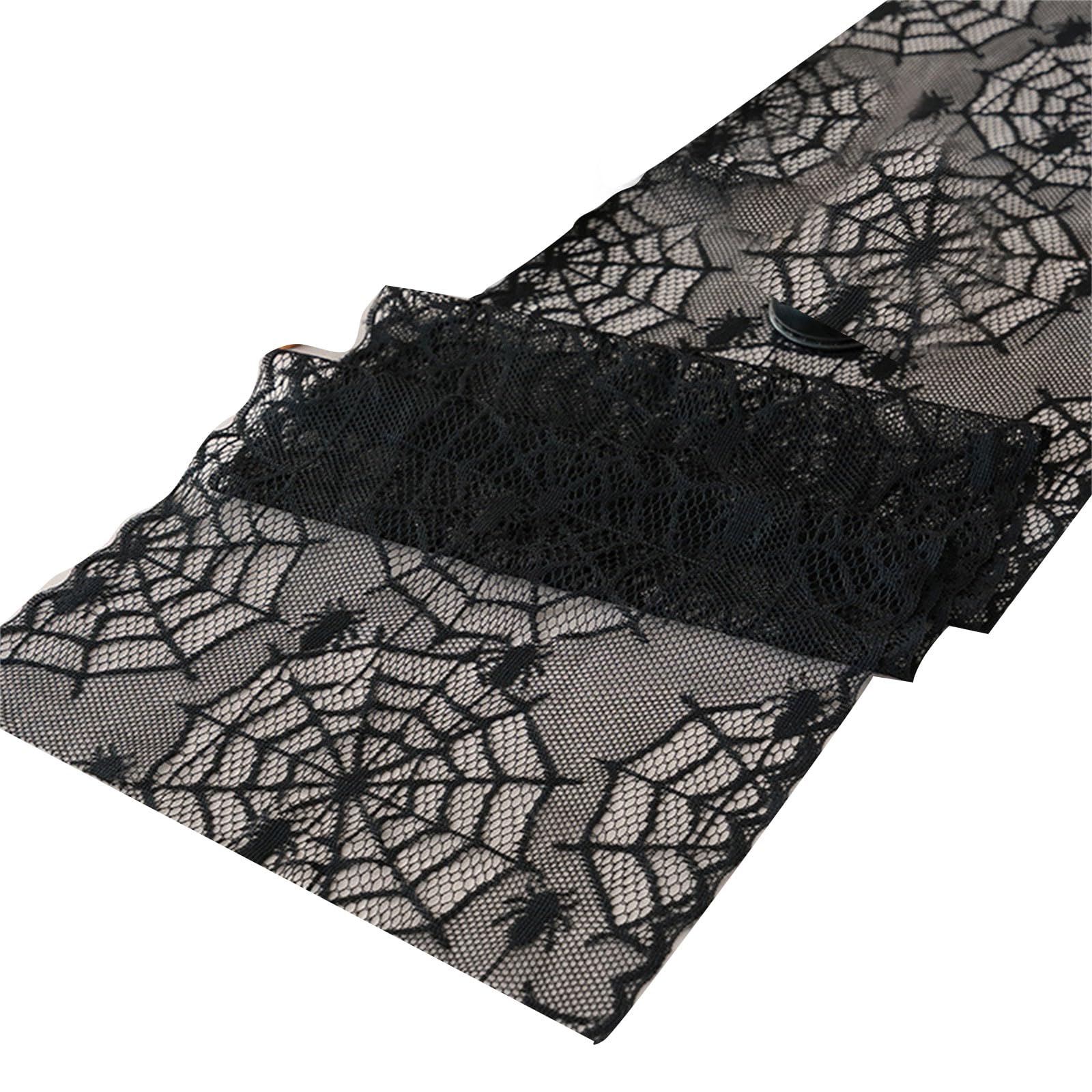 Elnwnnkc Spide Black Lace Halloween Tablecloth Polyester Party Decor Easy Fold Wrinkle-Free Care Party Table Decoration