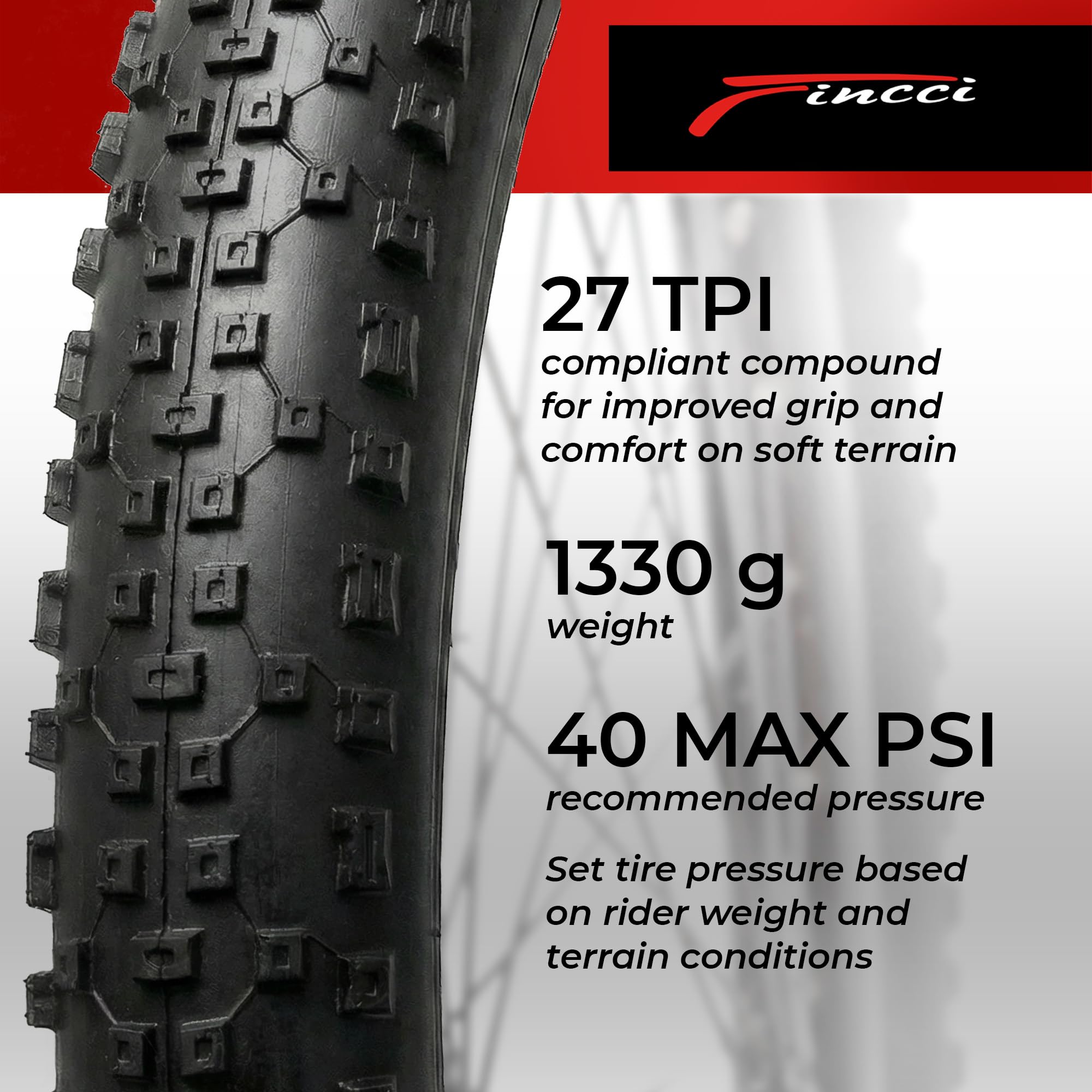 Fincci Trakon MTB 29 2.10 Pokrowce na rower MTB 29 Składane 54-622 2,5 mm Odporne na przebicie Nylon 27 TPI - Opona górska do rowerów elektrycznych, XC, Enduro i hybrydowych