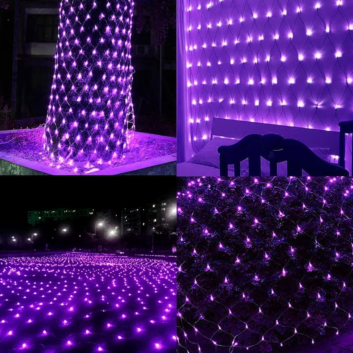 Luces Navideñas De Red For Exterior E Interior, 200 LED, con Enchufe, Malla, Impermeables, Temporizador Remoto 8 Modos(Purple,6m x 4m 700led)
