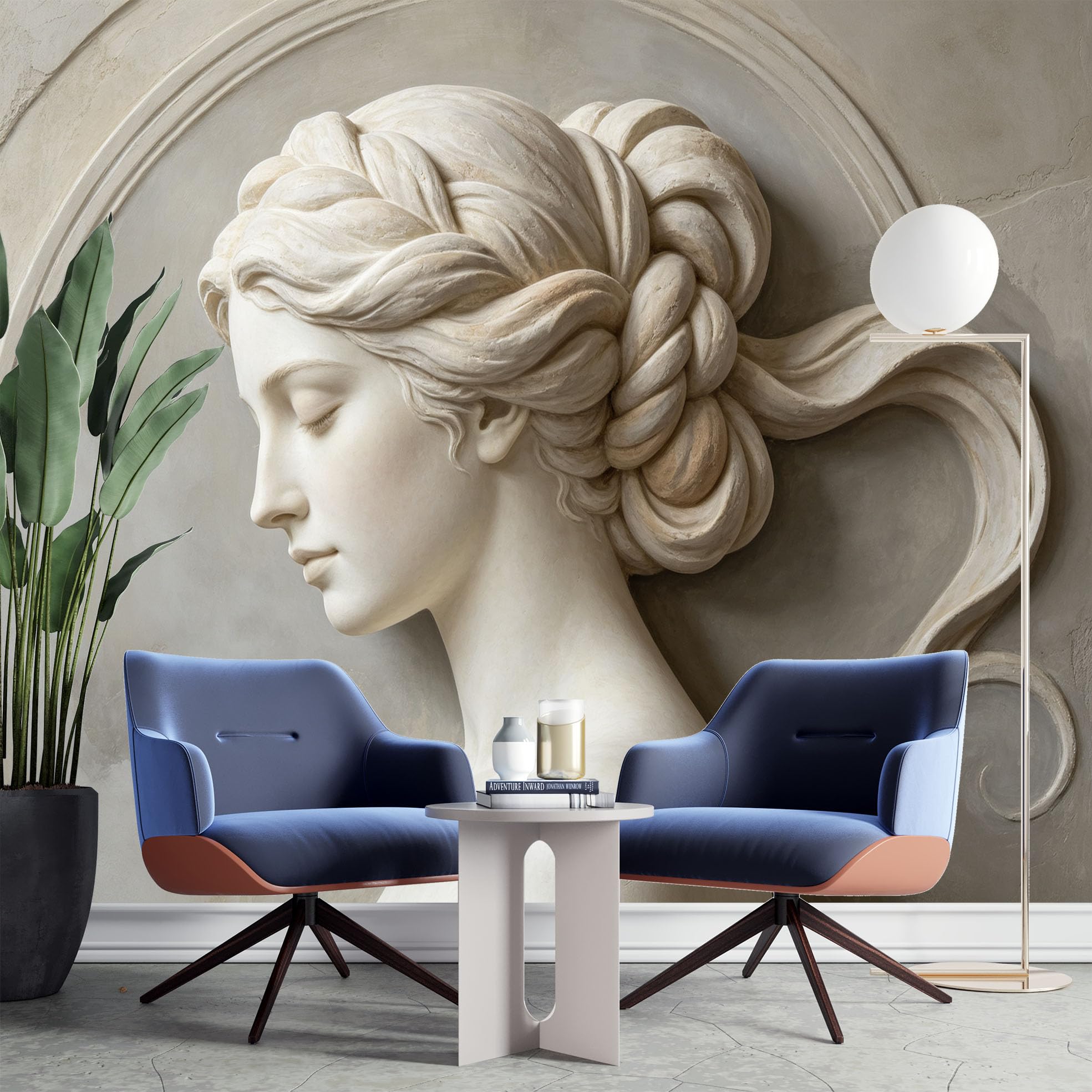 Papier Peint Photo 3D 210 x 150 cm Motif Déesse Classique Intissé Art Mural Inspiré la Sculpture Décoration Moderne pour Salon Ou Chambre.