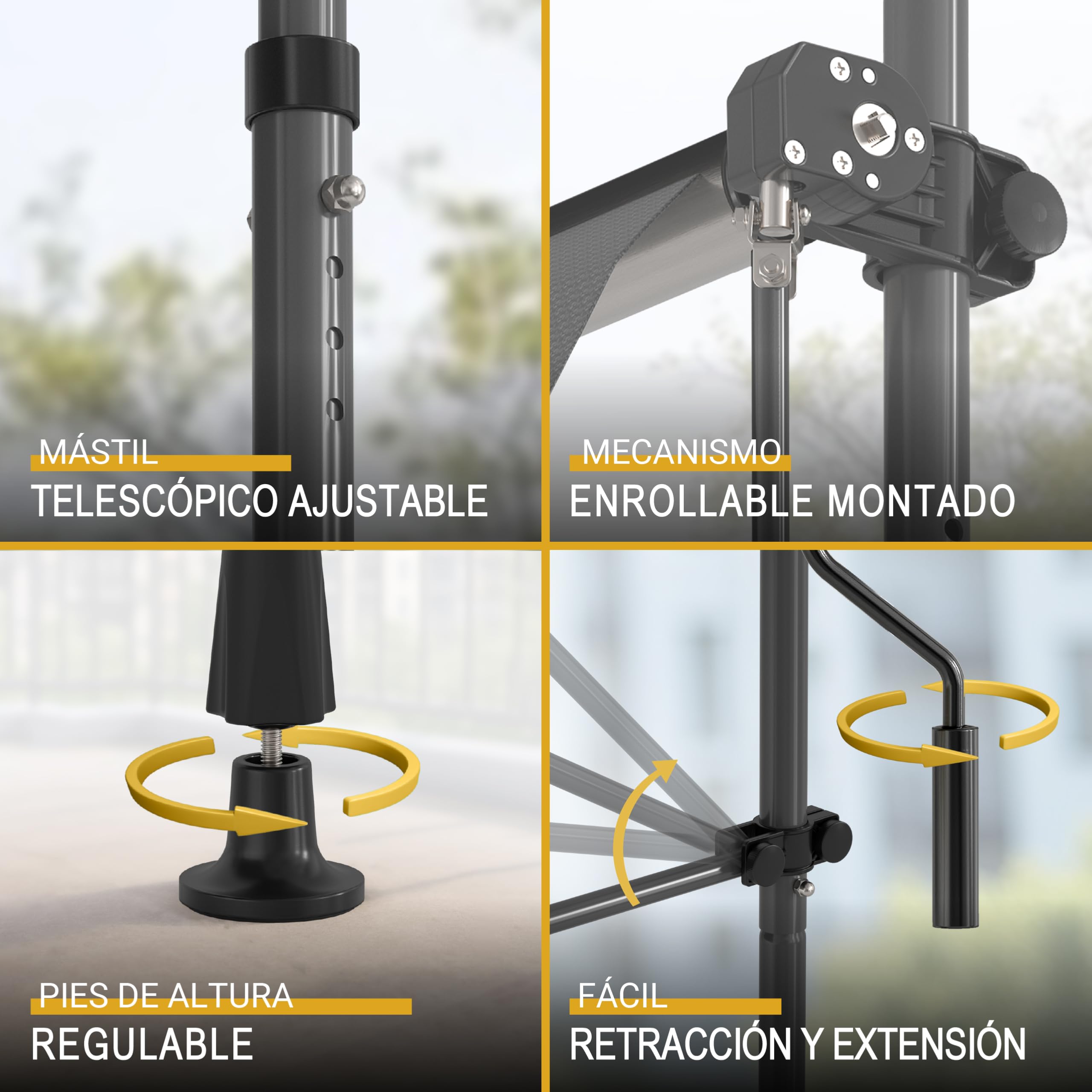 Sol Royal Toldo de Pinza sin Taladrar con Manivela Resistente a Rayos UV | 1,5m de ancho antracita protección solar balcón terraza de pie para pinzar marquesina enrollable agujeros parasol BM3