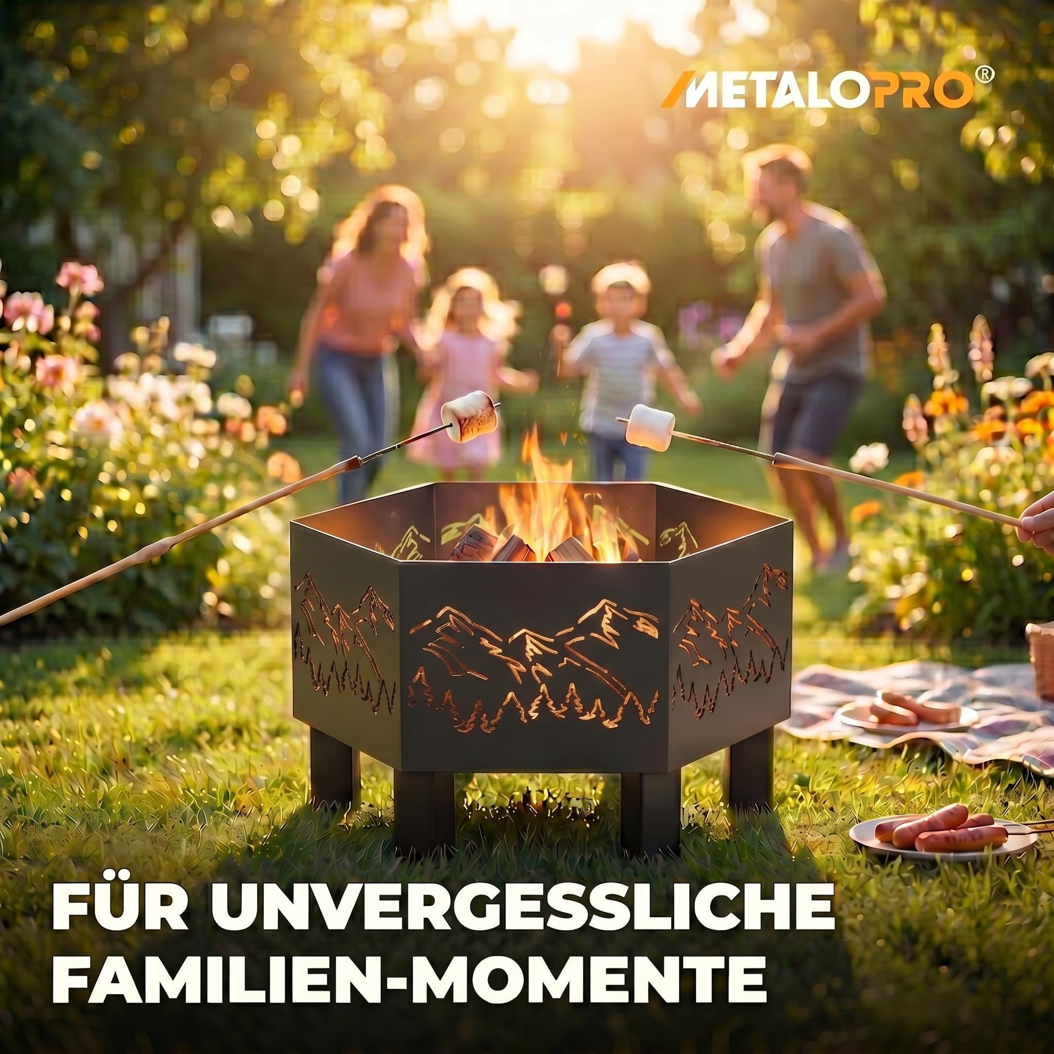 Feuerschale Hexa Muster 14 MetaloPr exa Gipfel – Hexagonale | Hochwertiges Metall, ideal für Garten und Terrasse, kraftvolles bergkamm-design, massive 3mm stahl-qualität, perfekt für