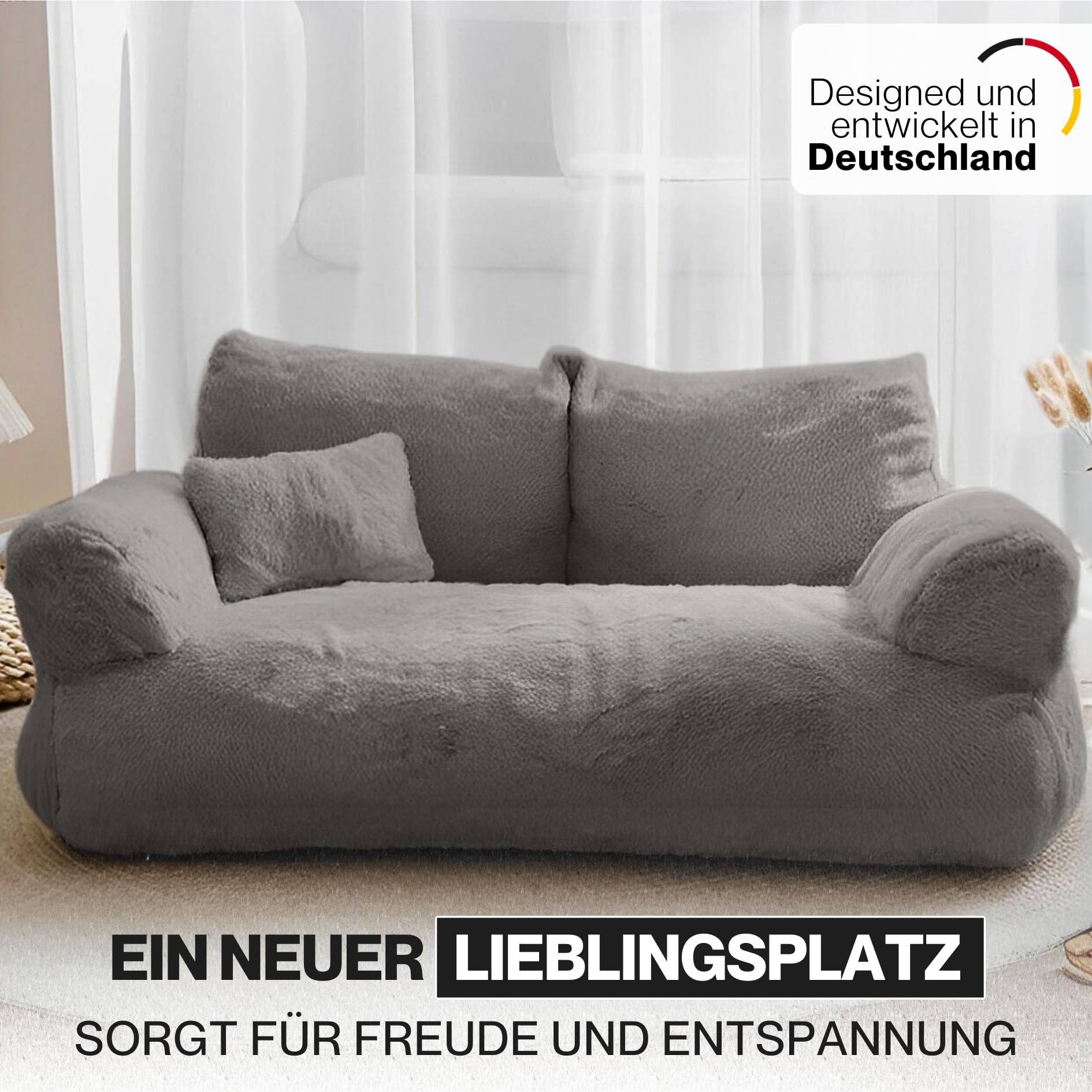 Katzensofa Simba Katzen Hundesofa in Grau | Inklusive Mini-Kissen | 70x48cm | Katzenbett Hundebett kleine Hunde | Flauschig ausreichend gefüttert | Bezug abnehmbar