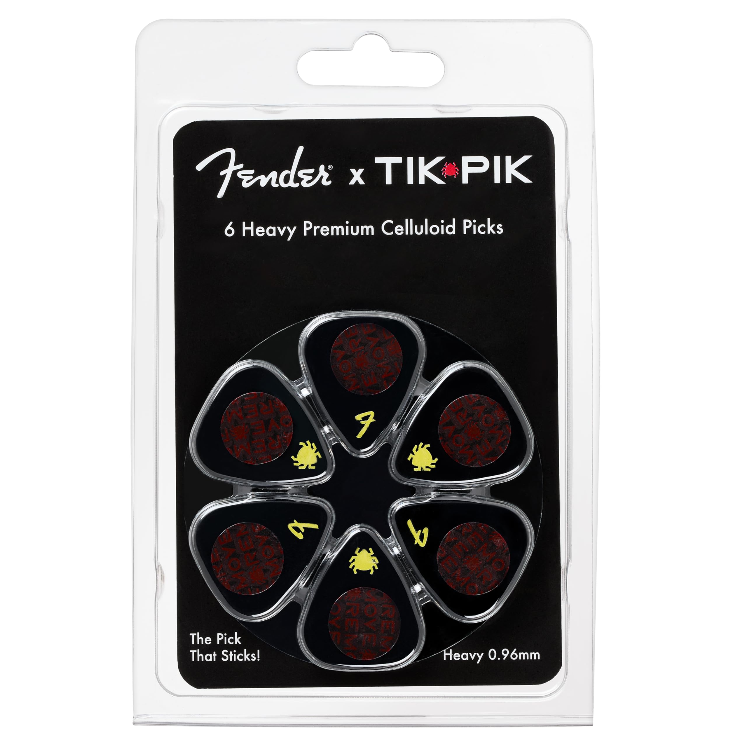 Fender x TIK PIK Celluloid Guitar Picks 6-Pack - Heavy 0.96mm