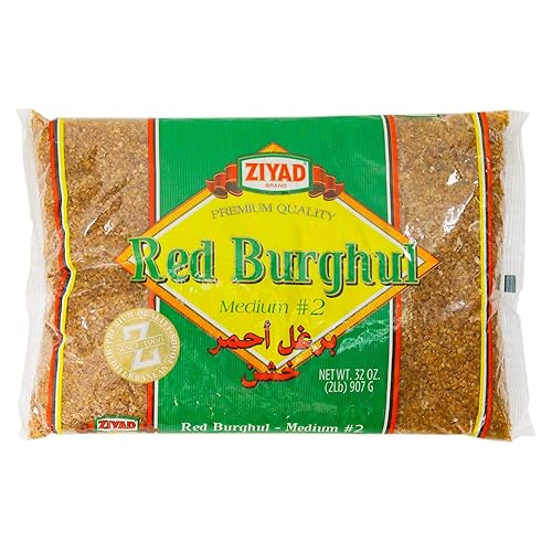 Ziyad Burghul rojo, bulgur medio número 2, relleno de pan perfecto para pan rallado, avena, tabuli, kibeh, curry, 32 onzas