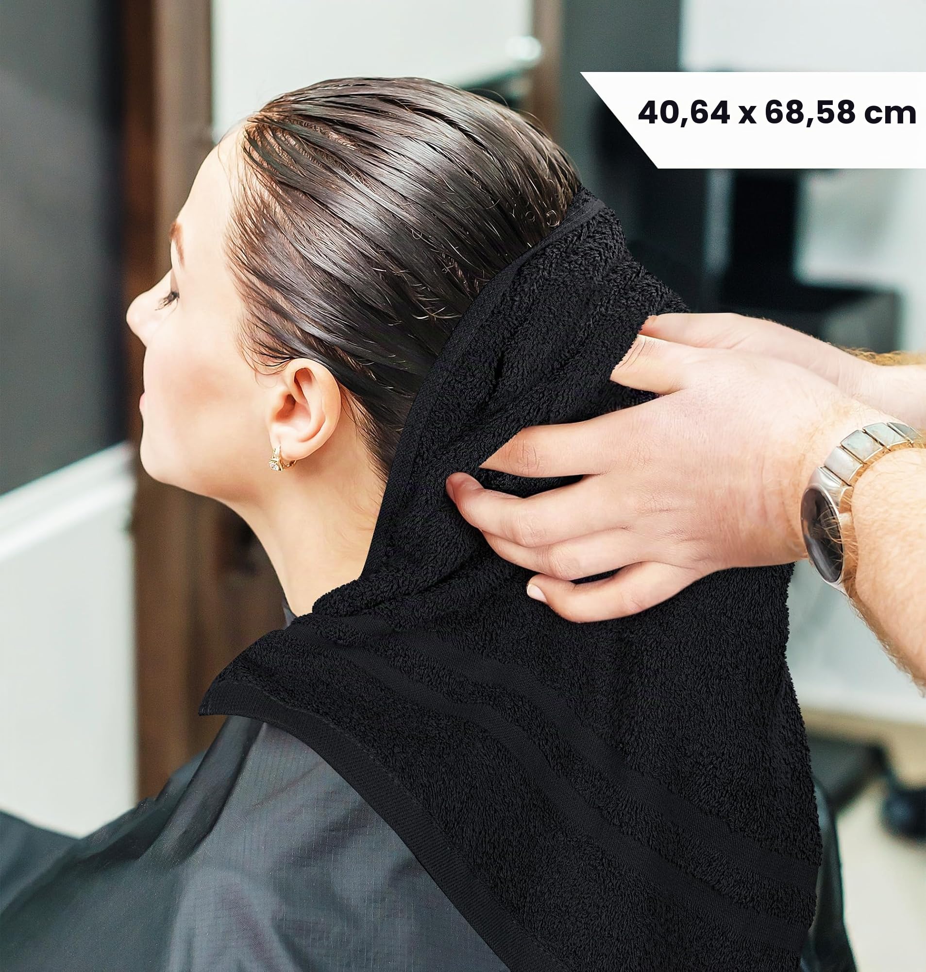Utopia Towels - Asciugamano da salone in cotone a prova di candeggina (40,6 x 68,6 cm) - Asciugamano da palestra 100% cotone sicuro per la candeggina (confezione da 24, nero)