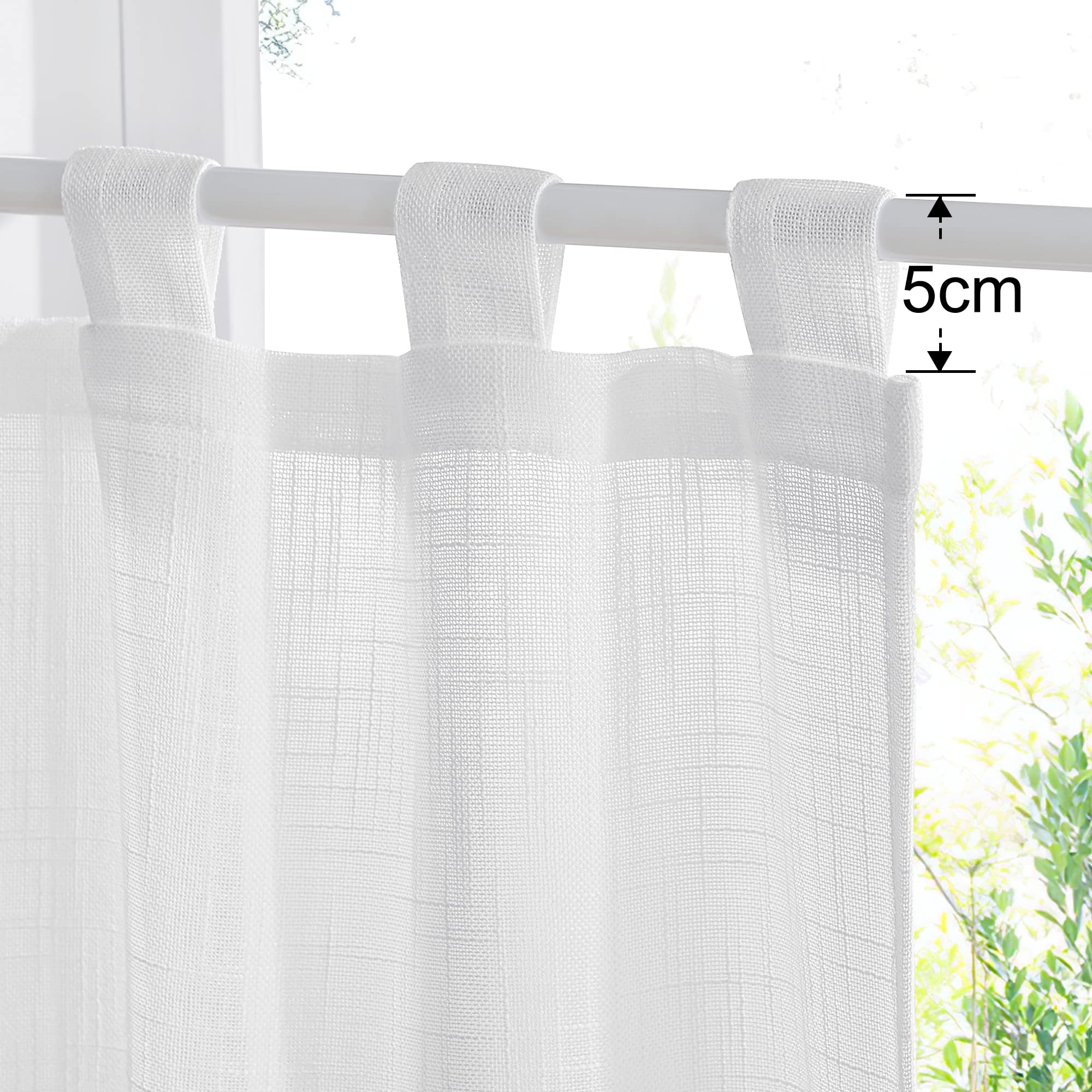 PONY DANCE Tende per Interni a Vetro Moderne per Soggiorno Tenda Porta Finestra Bianca Semitrasparente Effetto Lino Curtains con Passanti 2 Pezzi L 60 X A 120 CM