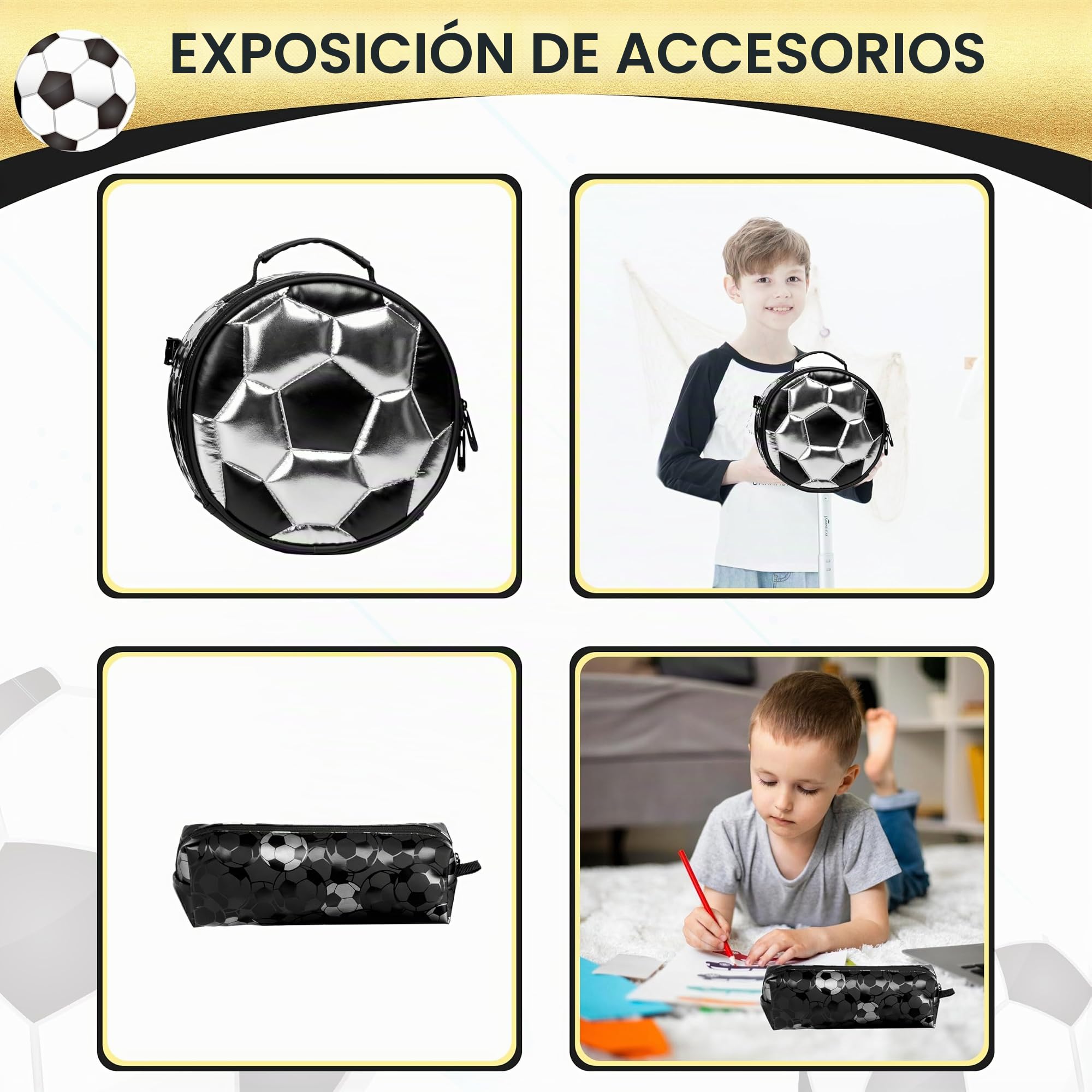 HTgroce fútbol Mochila Chico Escolar con Ruedas,Niños Trolley Escolar Estudiantes de Primaria Carros para Mochilas Bolsa de Almuerzo Estuche Escolares Equipaje de Viaje
