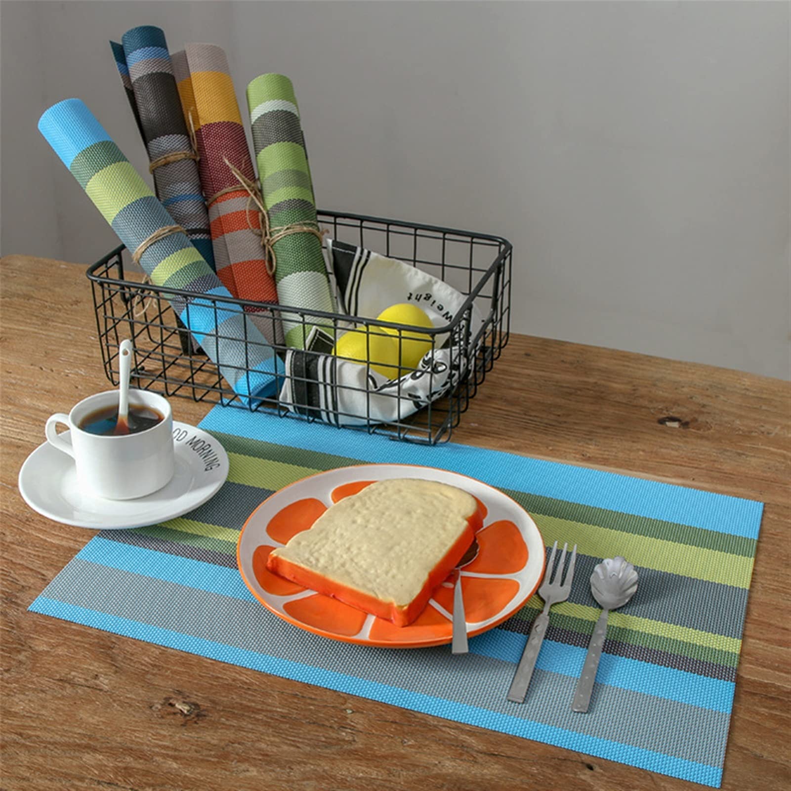 Table de tissage Accessoires de table Isolation thermique Table de table Table de table Tapis de la table à la maison (Color : Placemat Blue, Size : Rectangular)