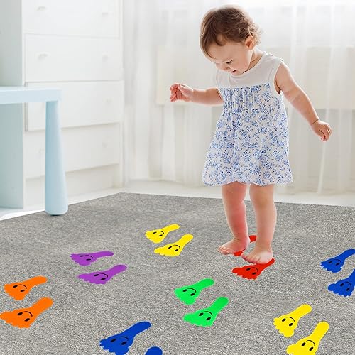 Miniatura 7 de IKAYAS 48 marcadores de alfombra con círculos para alfombras, puntos de alfombra para el aula, marcadores de alfombras, manchas para alfombras de