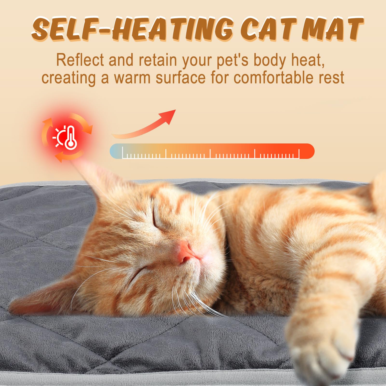 MEWTOGO Lot de 2 lits auto-chauffants pour chat – 40 x 50 cm – Tapis doux et chaud auto-chauffant pour chat – Tapis lavable réfléchissant la chaleur du corps avec fond antidérapant pour chats