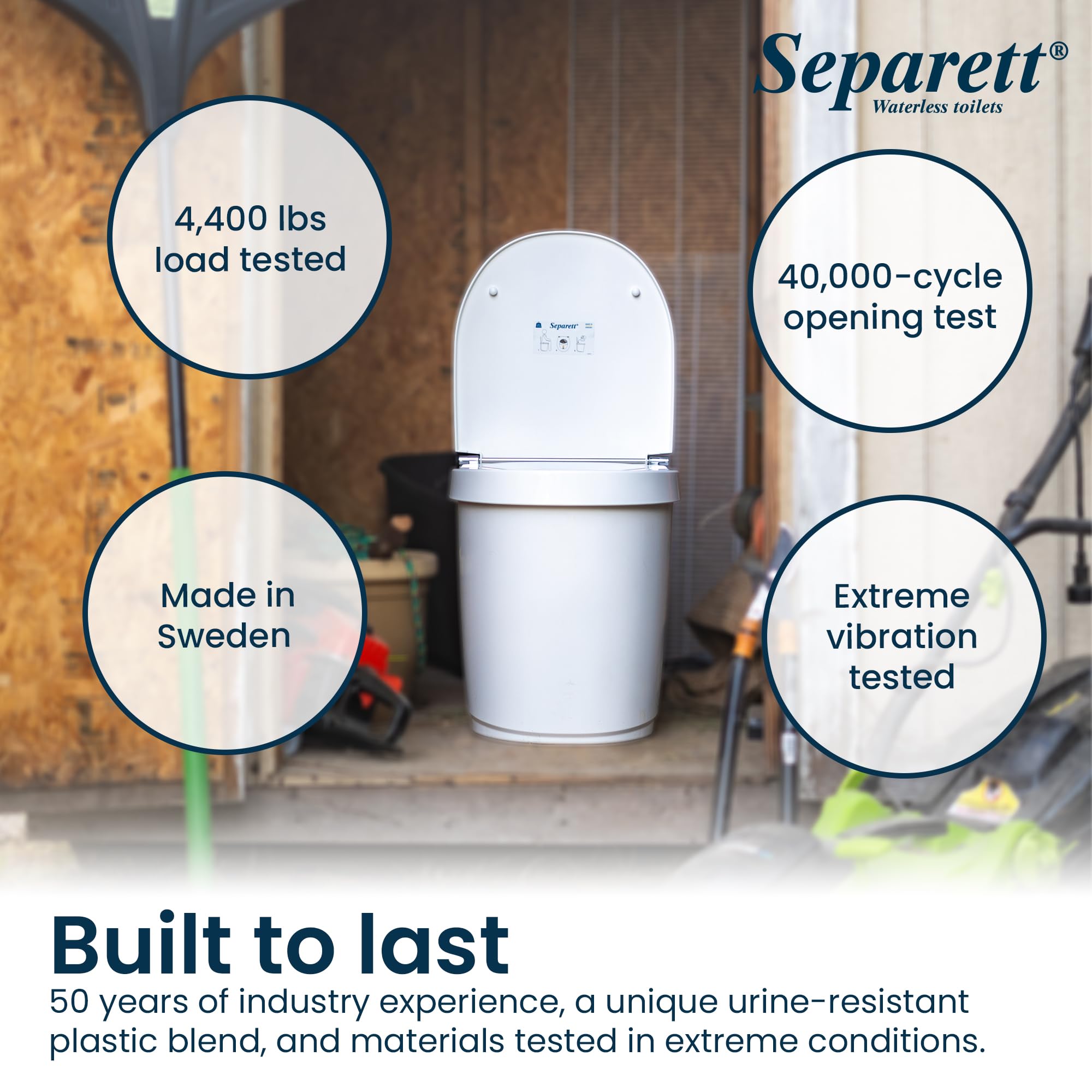 Urine separating toilet Separett Tiny® with urine hose out | Fácil de usar, no necesita aditivos, para casas pequeñas, cabañas y caravanas, con sistema de agua gris
