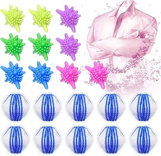 Poil Machine à Laver 20 PCS Balles De Séchage Boule de Lavage Boule à Linge Écologique Animaux Nettoyage Outil Boule pour Nettoyer Les Poils d'animaux,Cheveux,Débris Coton (Bleu Blanc)