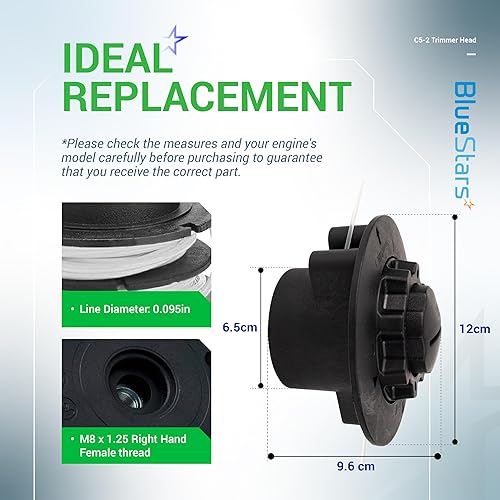 Miniatura 3 de BlueStars Cabezal recortador de malezas C5-2, compatible con Stihl FS38 FS40 FS45 FS46 FS45C FS50 FSE60 Weed Eater Head - Reemplaza 4006 710 2106,