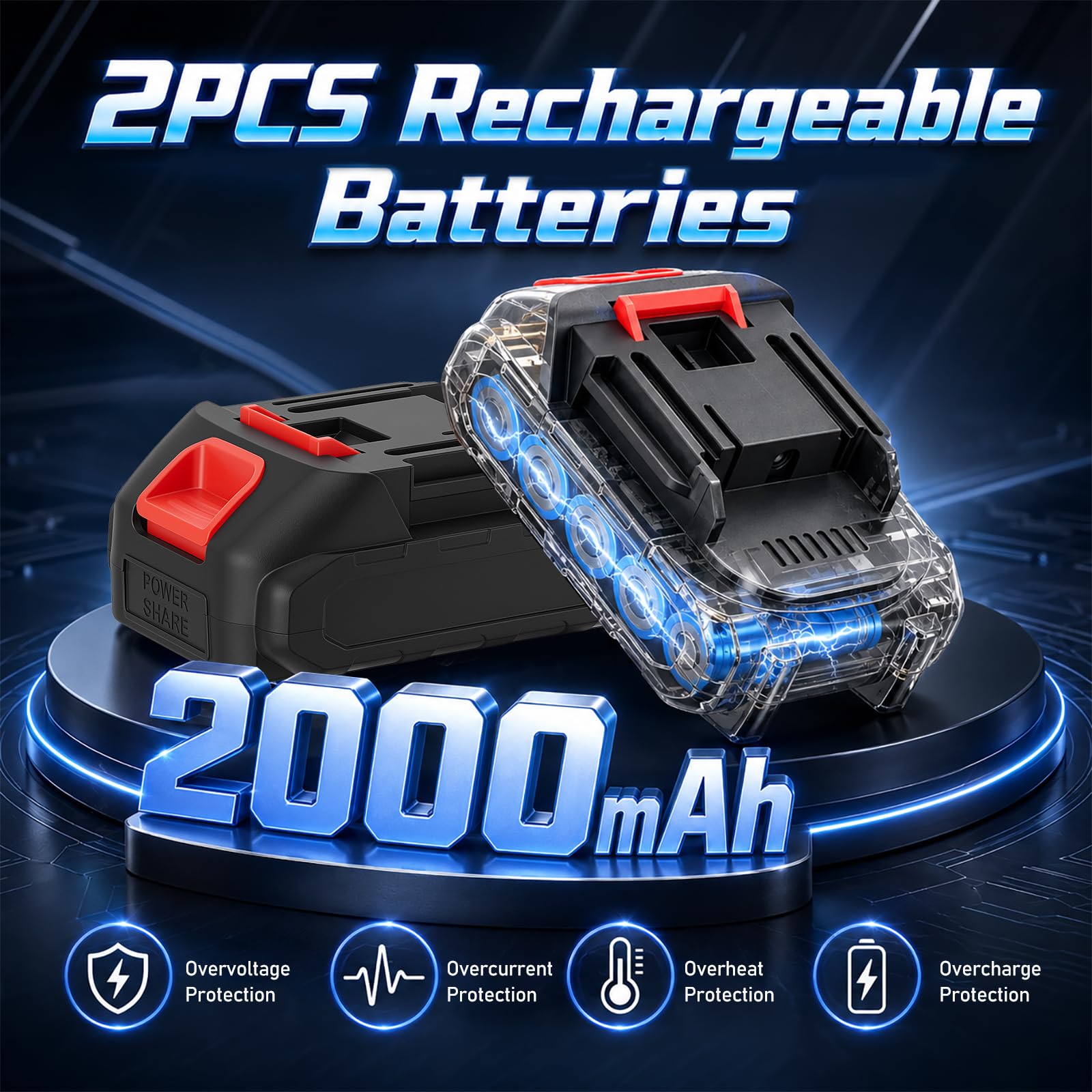 Pulidora Coche Inalambrica con 2 Baterías, 8 Velocidades Variables | Pulidora Orbital Coche, Pulidora Bateria para Pulir Coche y Encerar