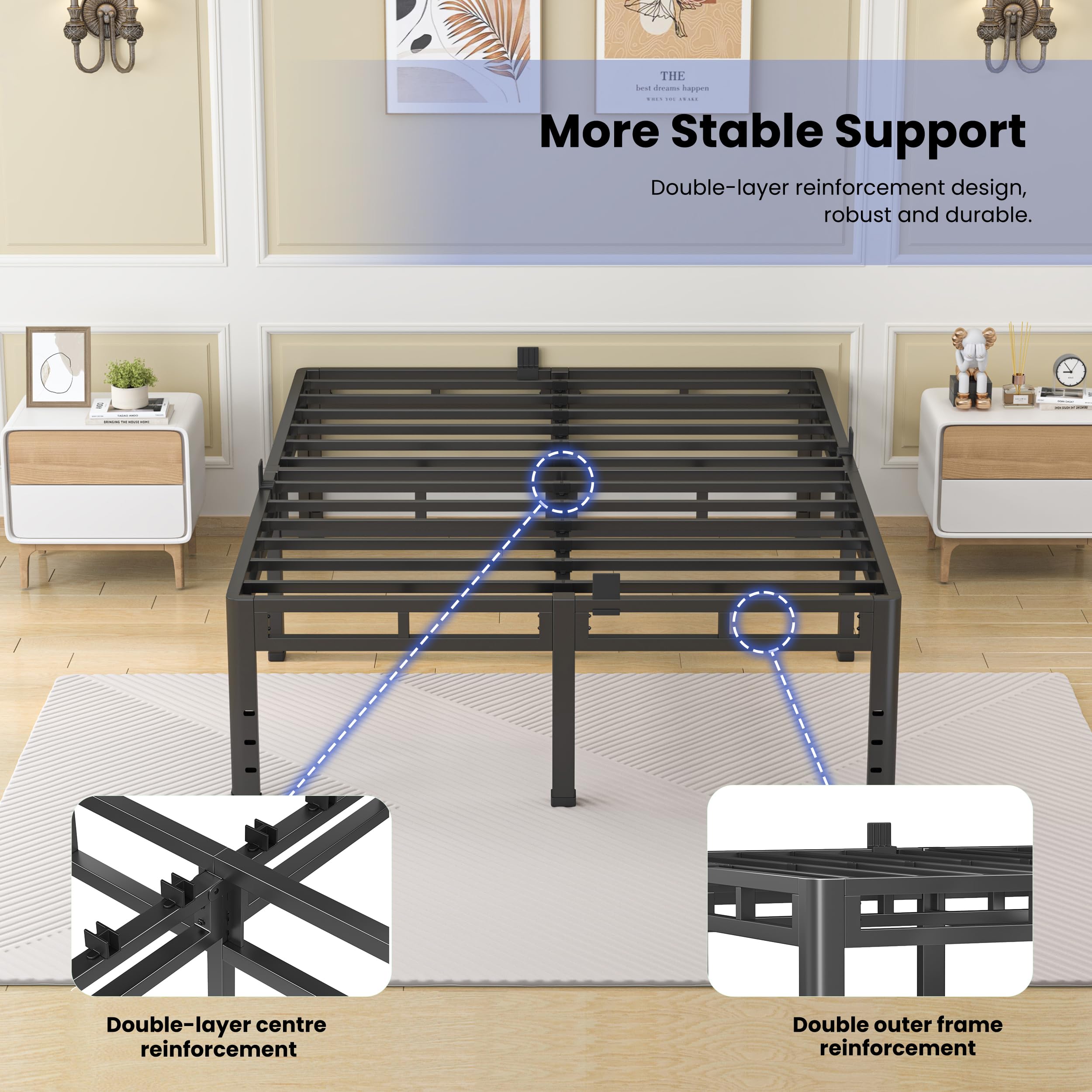 Best King Box Spring Options for 2026 (Split & Single) 1 NKZ King Size Metal Platform Bed Frame, 22 Inch Dual-Layer Heavy Duty Base | 2-i - product photo