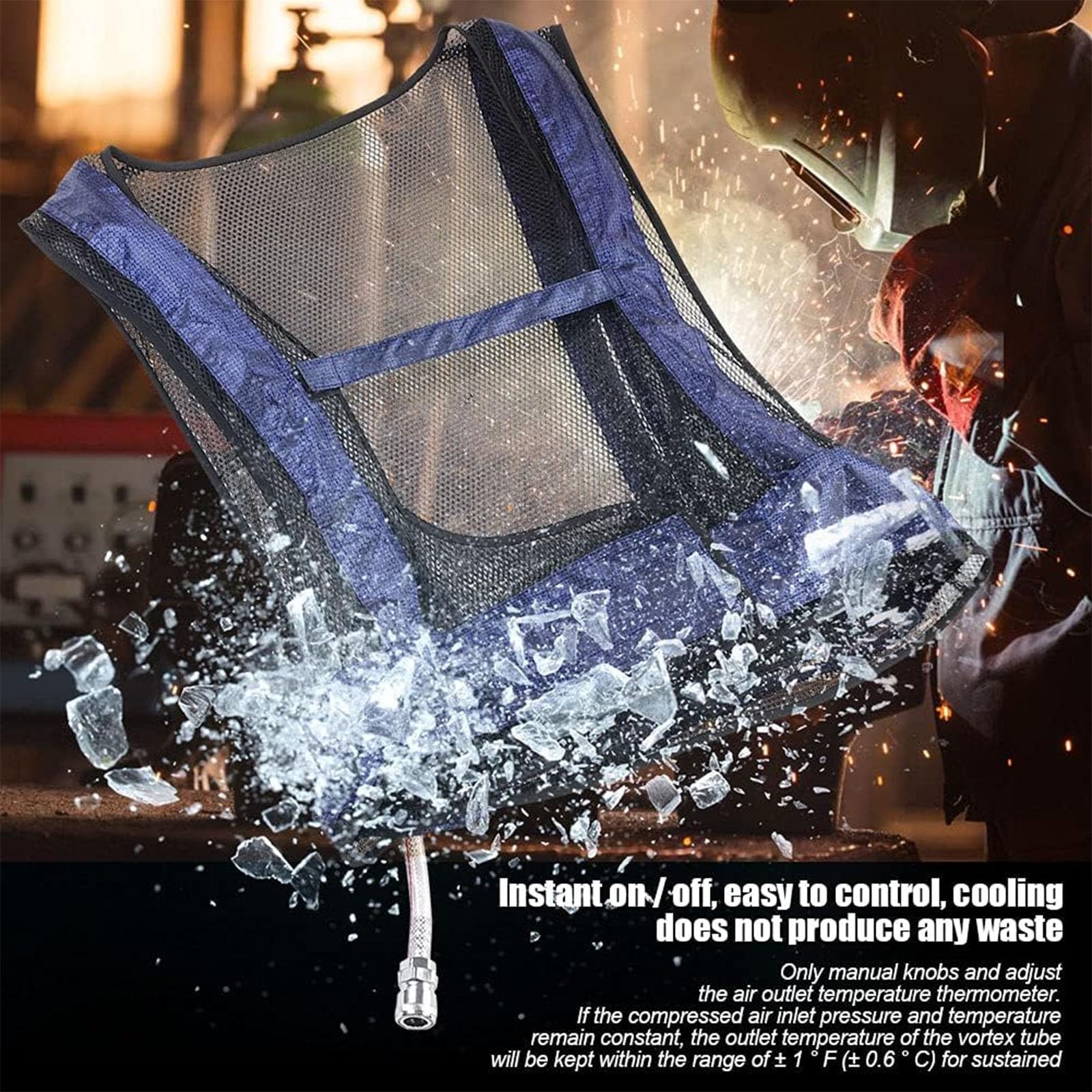 Accessoires de refroidissement à air comprimé en acier soudé pour la sécurité industrielle sur le chantier, équipement léger résistant à la chaleur, gilet pour systèmes de pression d'air de soudage
