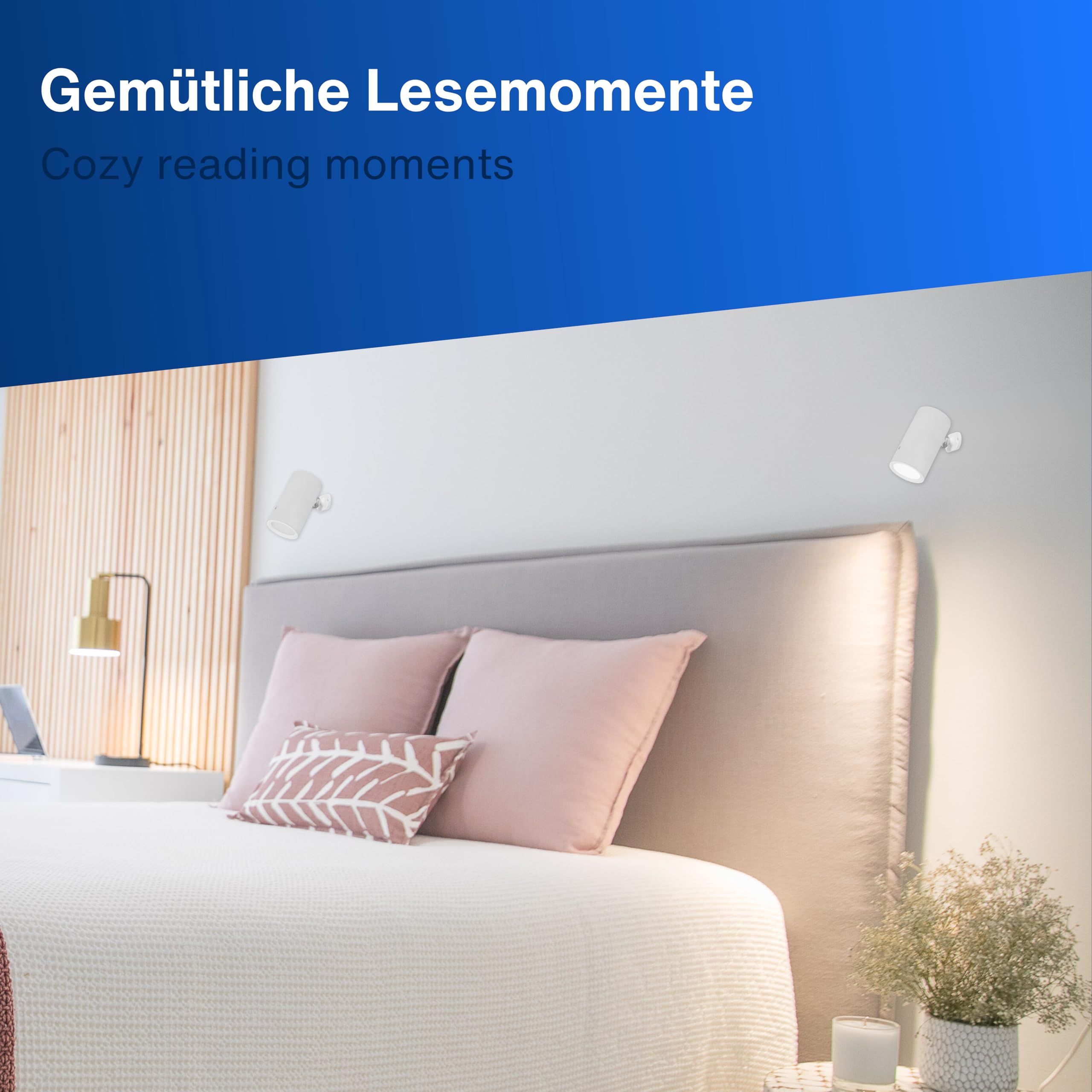 REV LED Wandleuchte innen - Wandlampe mit Akku, 120lm, dimmbar, 360° drehbar, kabellose Leselampe - ideal für Flur, Schlaf- & Wohnzimmer, weiß