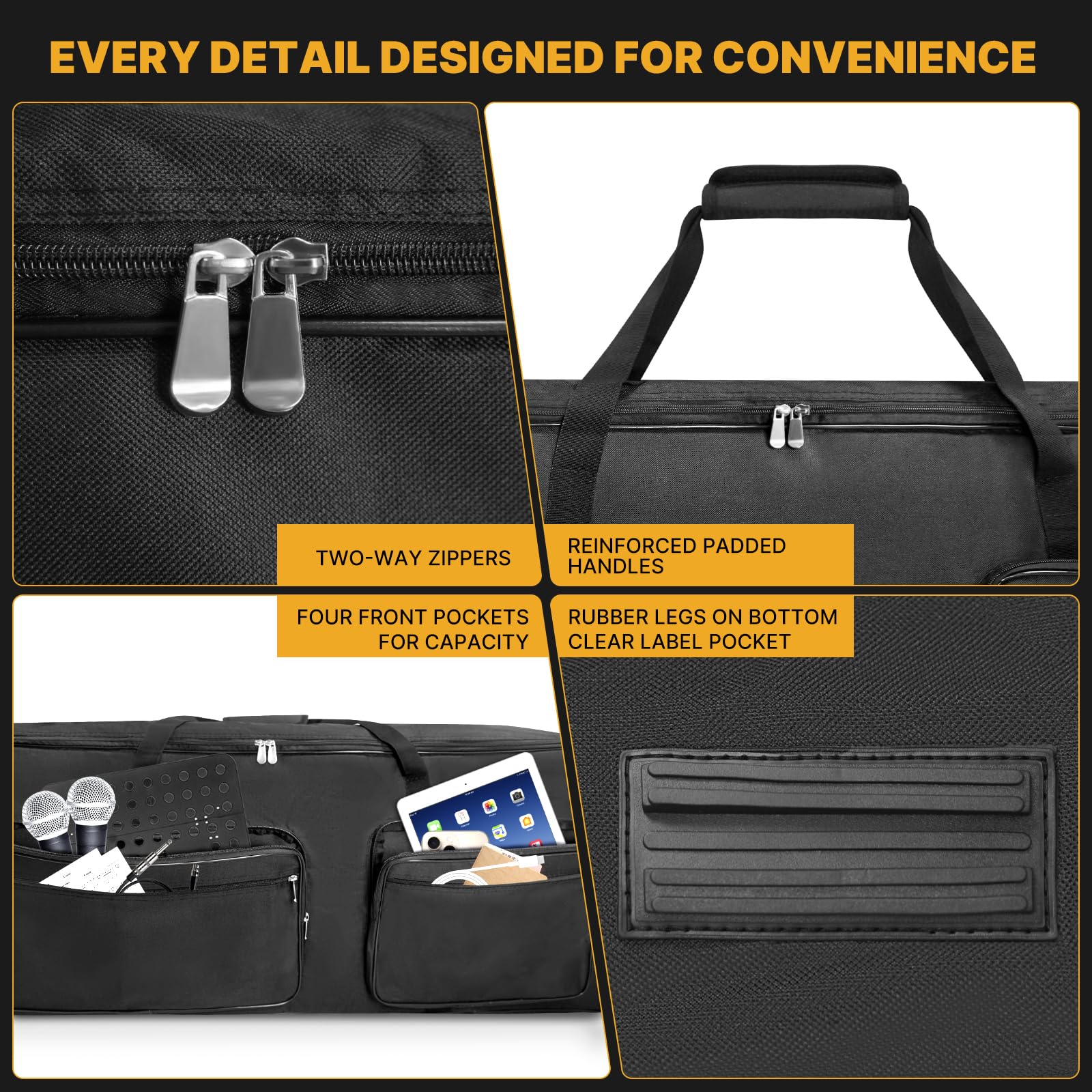 SUNDOY 61 Key Gig Bag for Electric Piano Keyboard Backpack Case Made from 600D Oxford with 10mm Full Cotton Padding - Image 3
