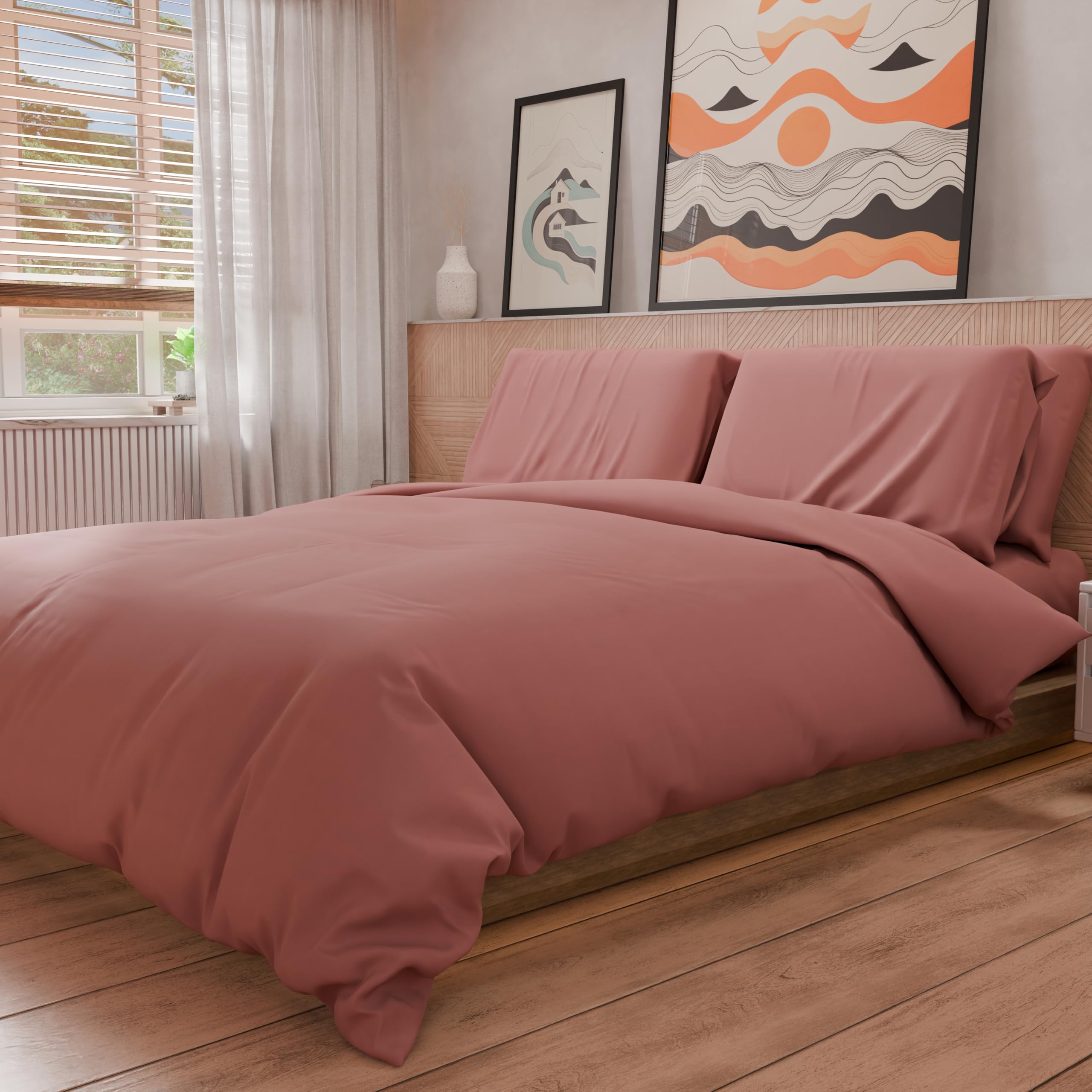 PETTI Artigiani Italiani, One and a Half Duvet Cover, Duvet Cover and Pillow Cases in Microfiber, Solid Color Dark Powder - Image 4