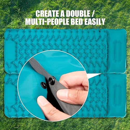 Miniatura 4 de AKSOUL Colchoneta de dormir para acampar con almohada extra gruesa de 3.9 pulgadas, ultraligera autoinflable, colchón inflable compacto ligero