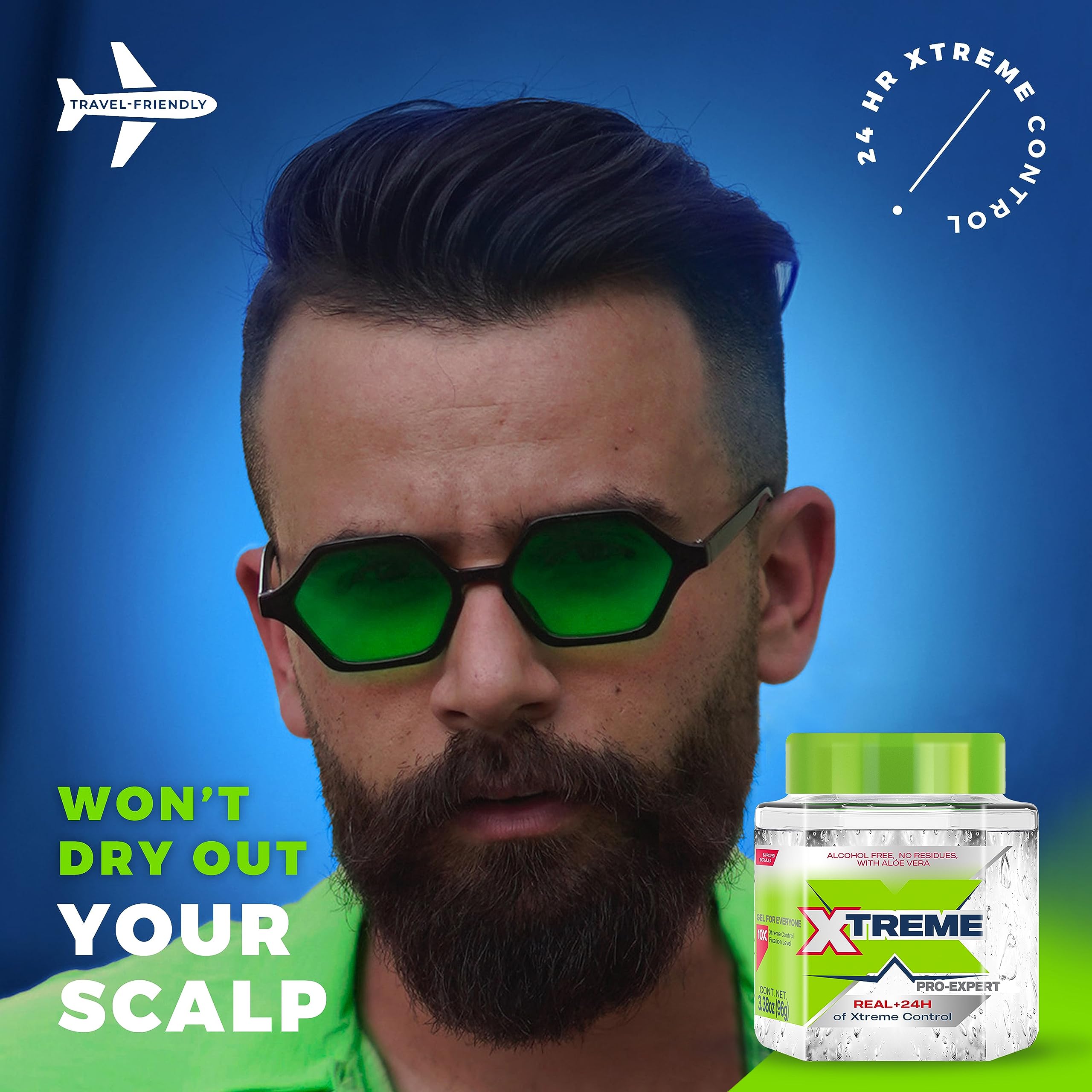 Xtreme Professional Hair Styling Gel, Clear, 10X Control Fixation Level, 8.81 oz, 3 Pack