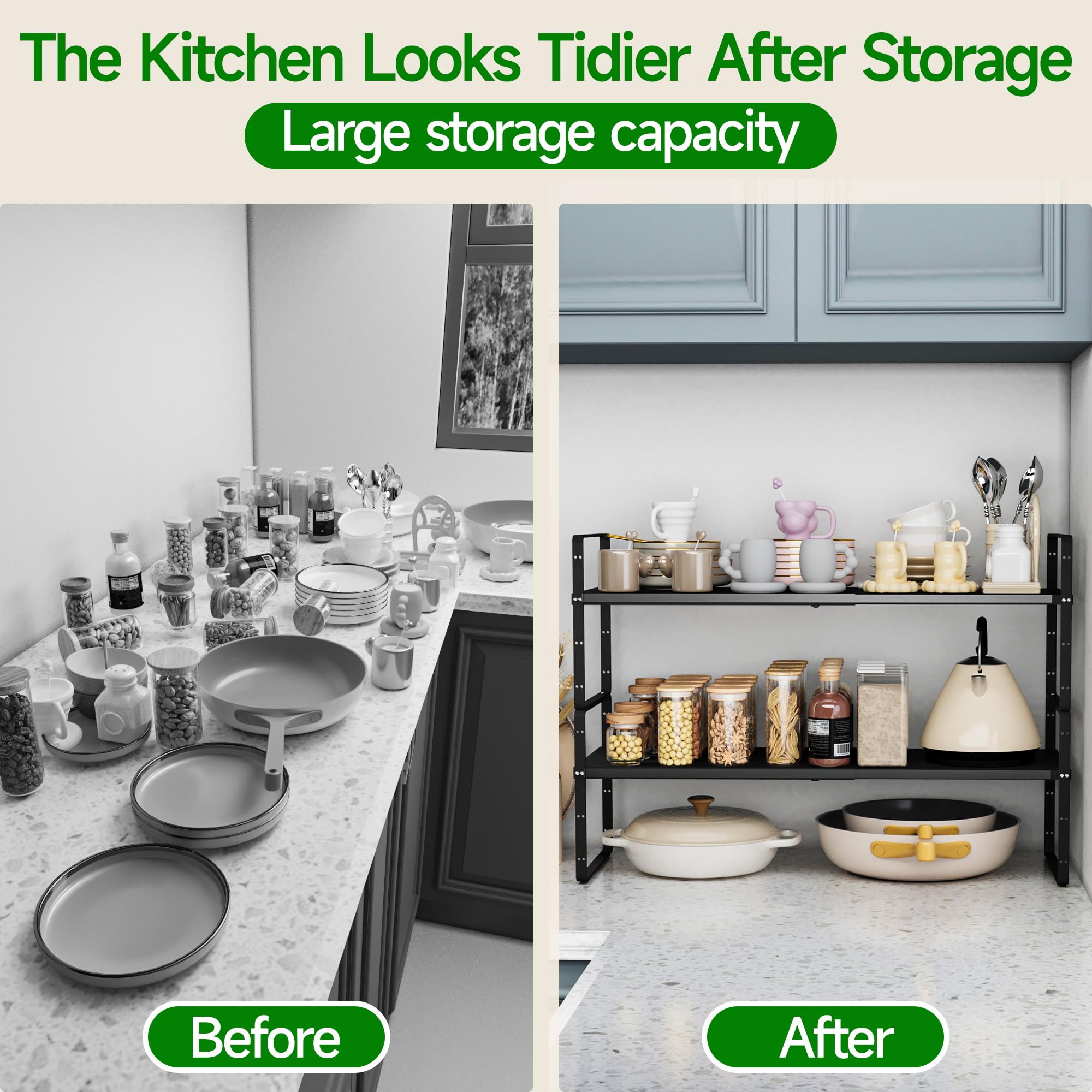 Snapklik.com : Expandable Cabinet Organizer Shelf, Adjustable Height ...