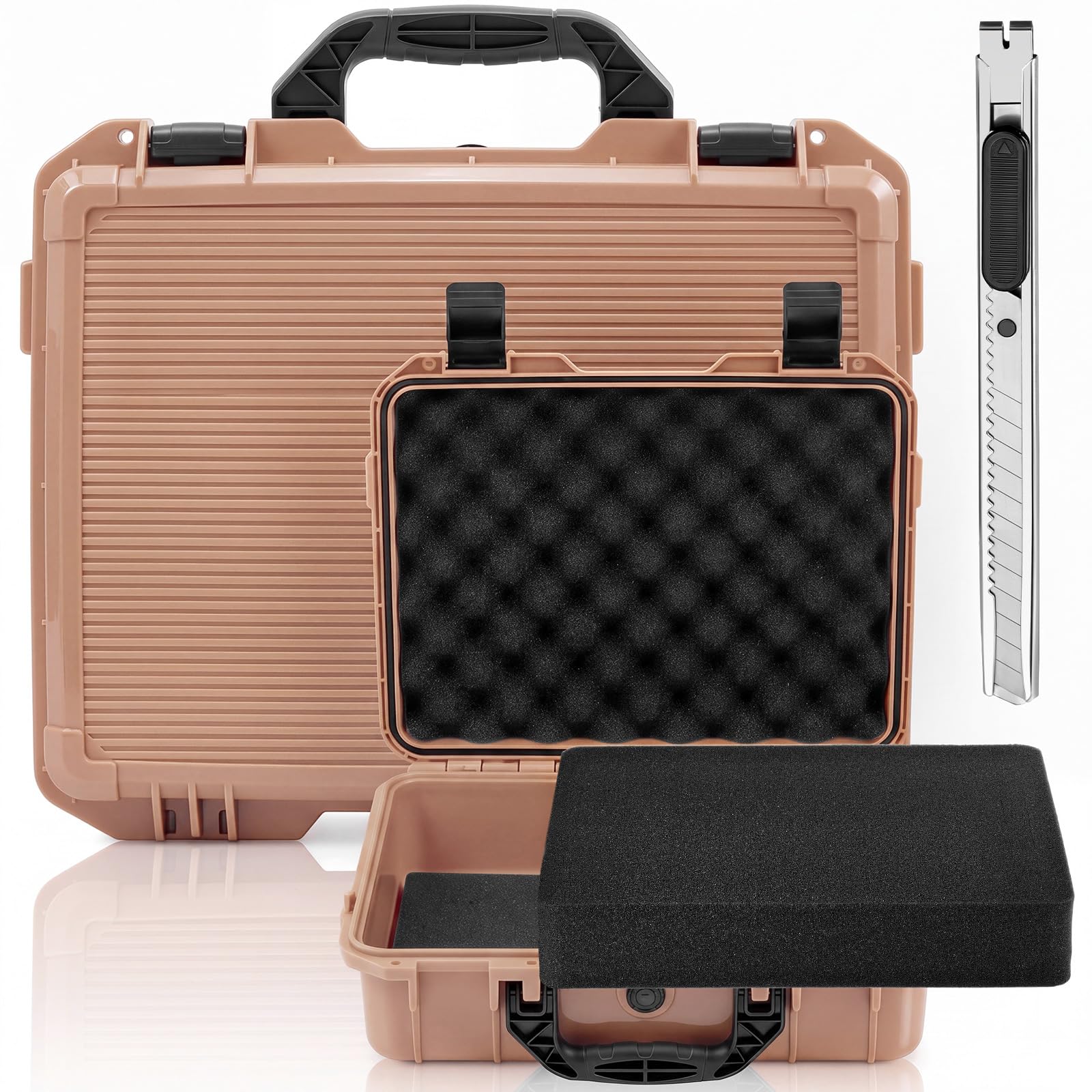 Relaxweex 13 x 9.5 x 4.1 Inch Hard Case, Stripe Shell, Rose Gold