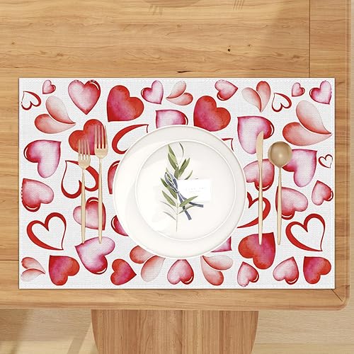 Miniatura 9 de Jiudungs Camino de mesa de lino rosa con corazón de acuarela para el día de San Valentín 108 pulgadas de largo decoración de mesa para el hogar
