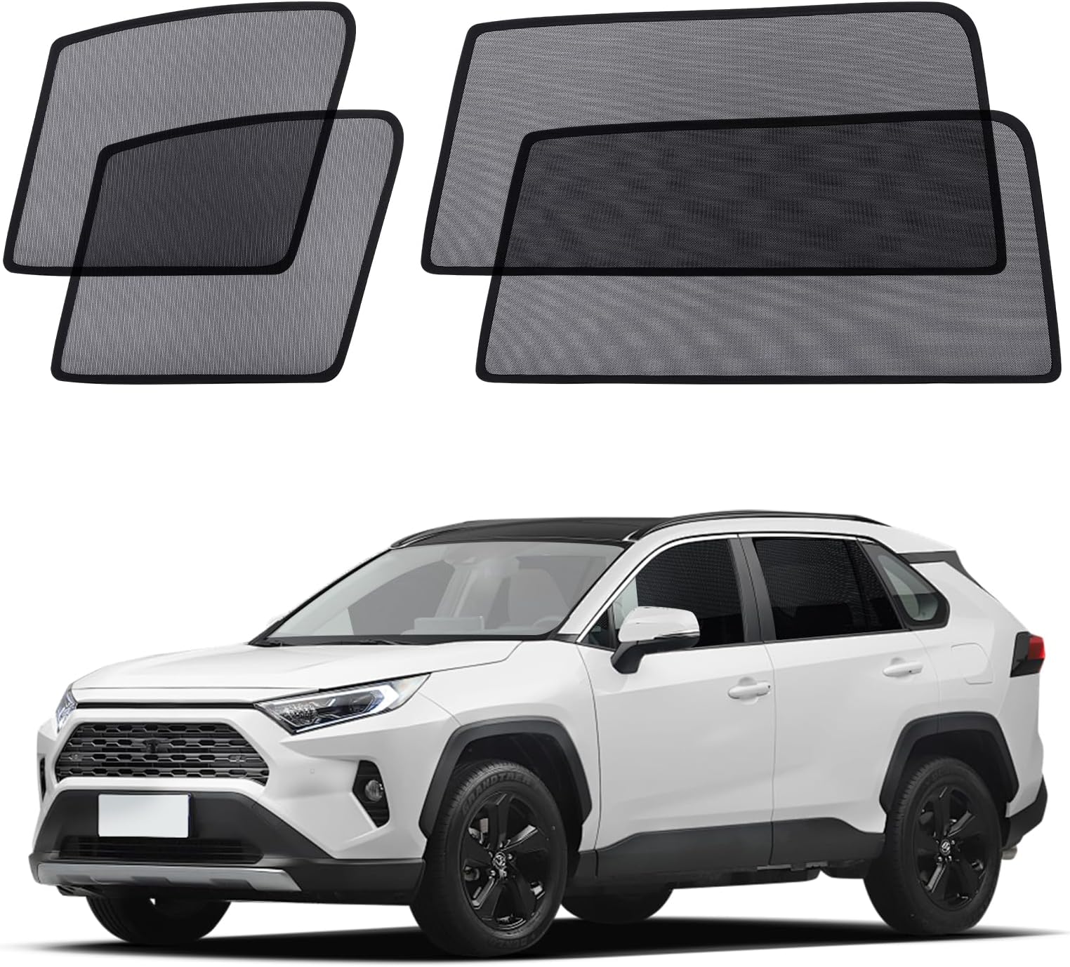 XCBYT Car Window Shades - 4 Pack for 2019-2024 Toyota RAV4 Sun Shade Side Window Sun Shade Car Window Shade for Baby with Breathable Mesh Insulate Heat and UV for Sleep Camping Breastfeeding