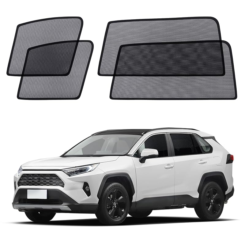 Protetores solares magnéticos para janelas laterais Toyota RAV4 2019–2024 XCBYT, tela de poliéster, Kit com 4 peças