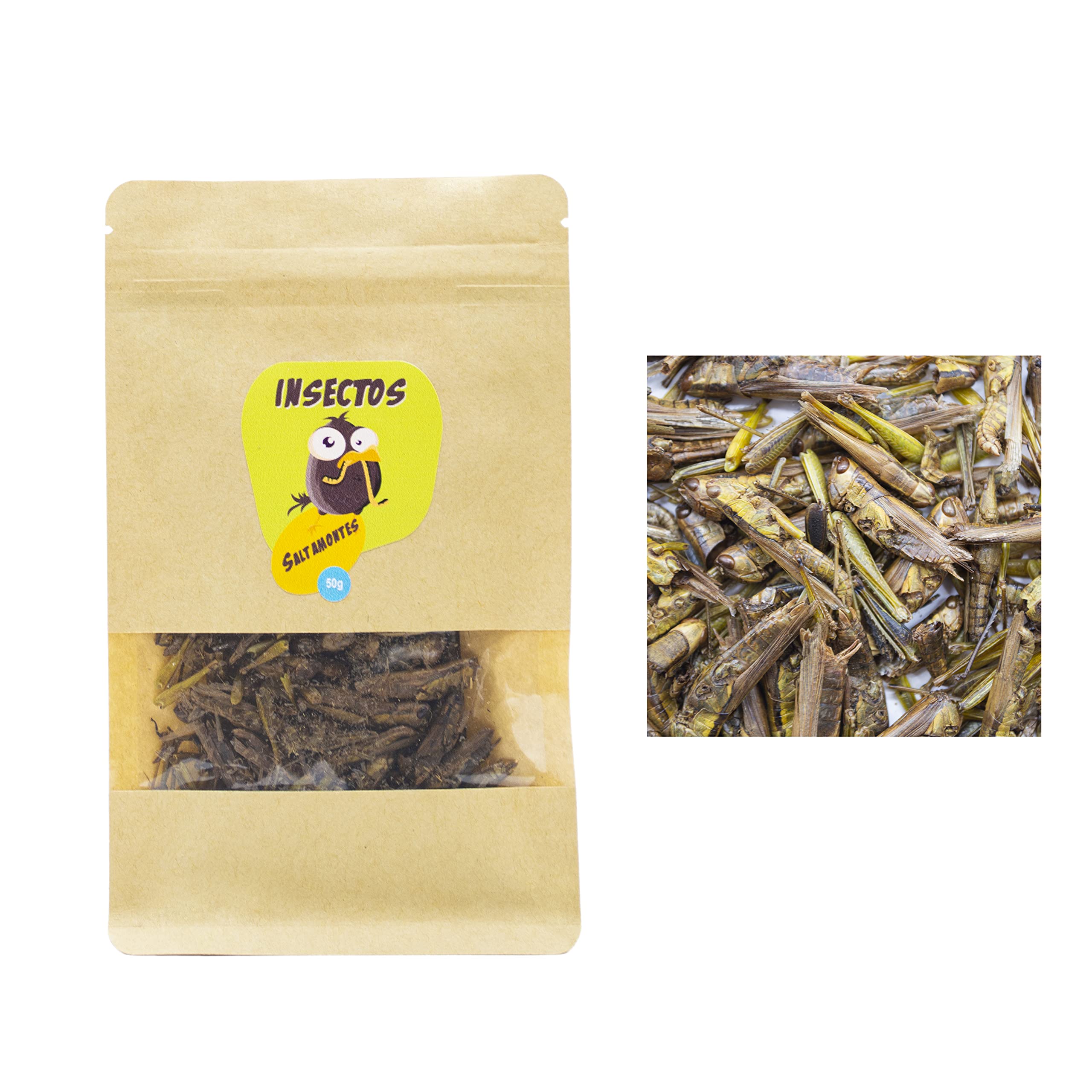 Saltamontes Secos Deshidratados para Aves 50g- Alimento Complementario – Proteínas para Peces de Estanque, Reptiles, Tortugas y Aves