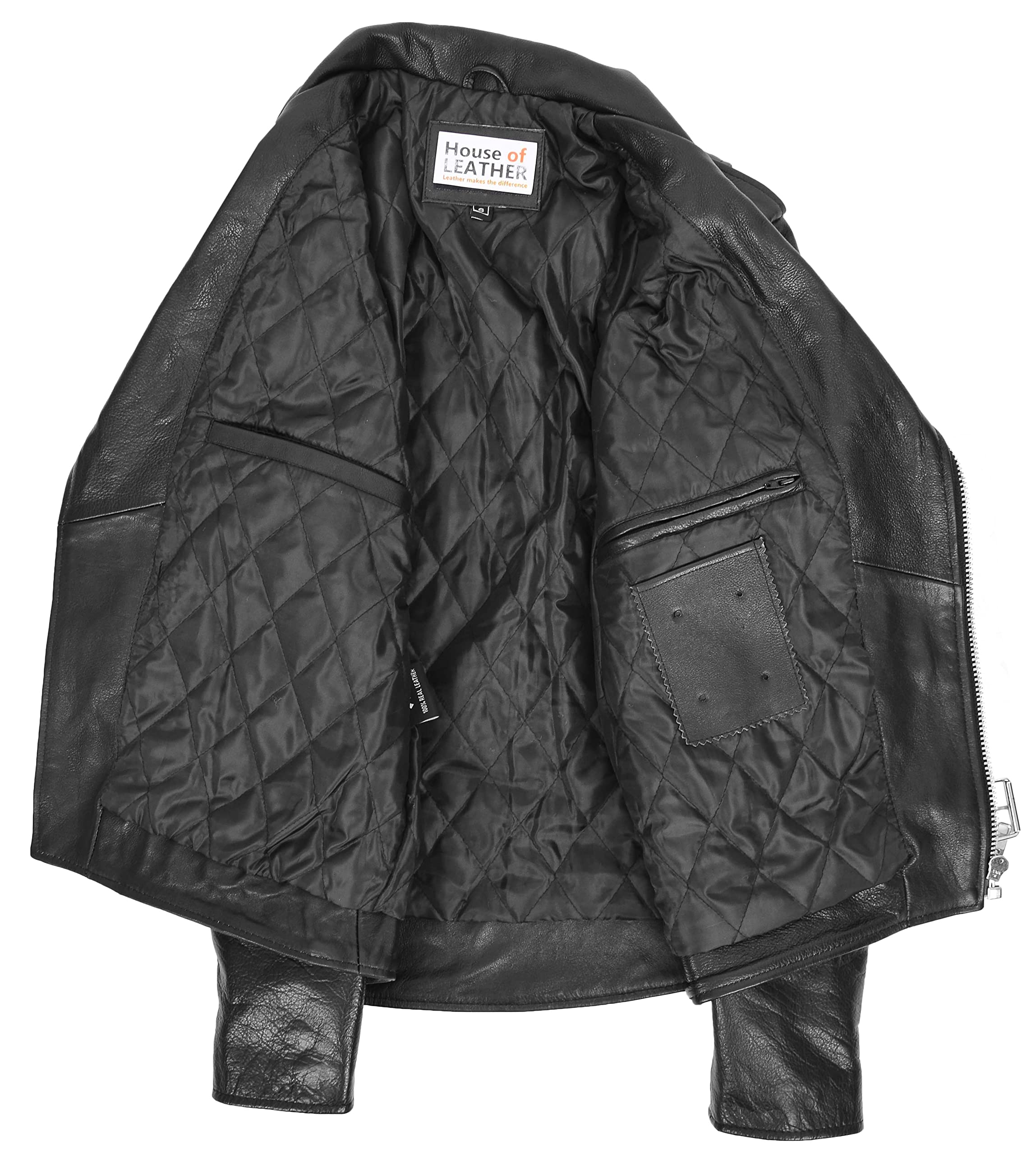 Kyle - Chaqueta de piel para hombre, con cremallera cruzada, estilo Brando