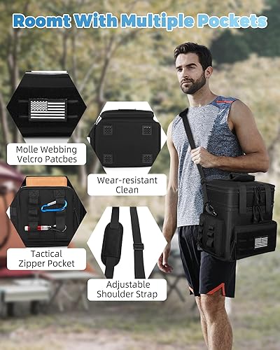 Miniatura 5 de Lonchera táctica y lonchera para hombres  Lonchera grande de doble cubierta expandible con aislamiento suave para adultos para el trabajo, bolsa