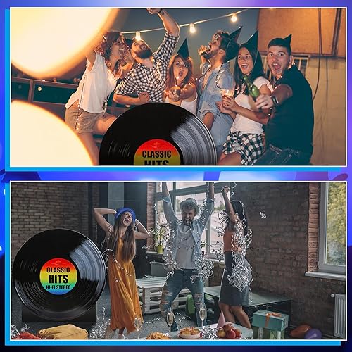 Miniatura 4 de Vicenpal Disco de vinilo de 3.7 pies de los años 50 y 70 con recortes de cartón, tamaño real, de los años 50, decoración de fiesta, telón de fondo,