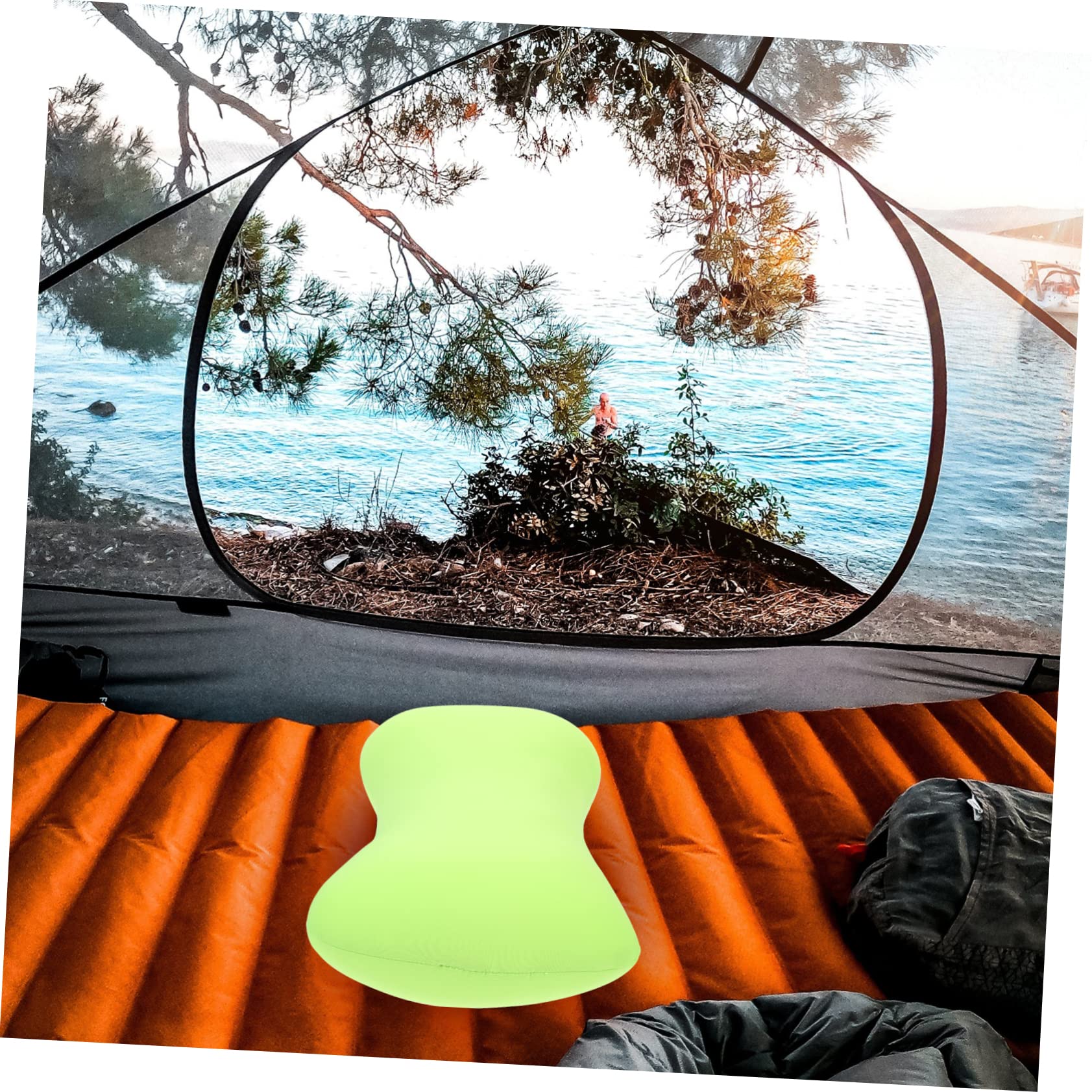 Almohada Portátil para Acampar Ergonómica y Cómoda Diseño de Hueso, Fabricada en Poliéster Elástico y Partículas de Espuma, Adecuado para Camping Estaciones